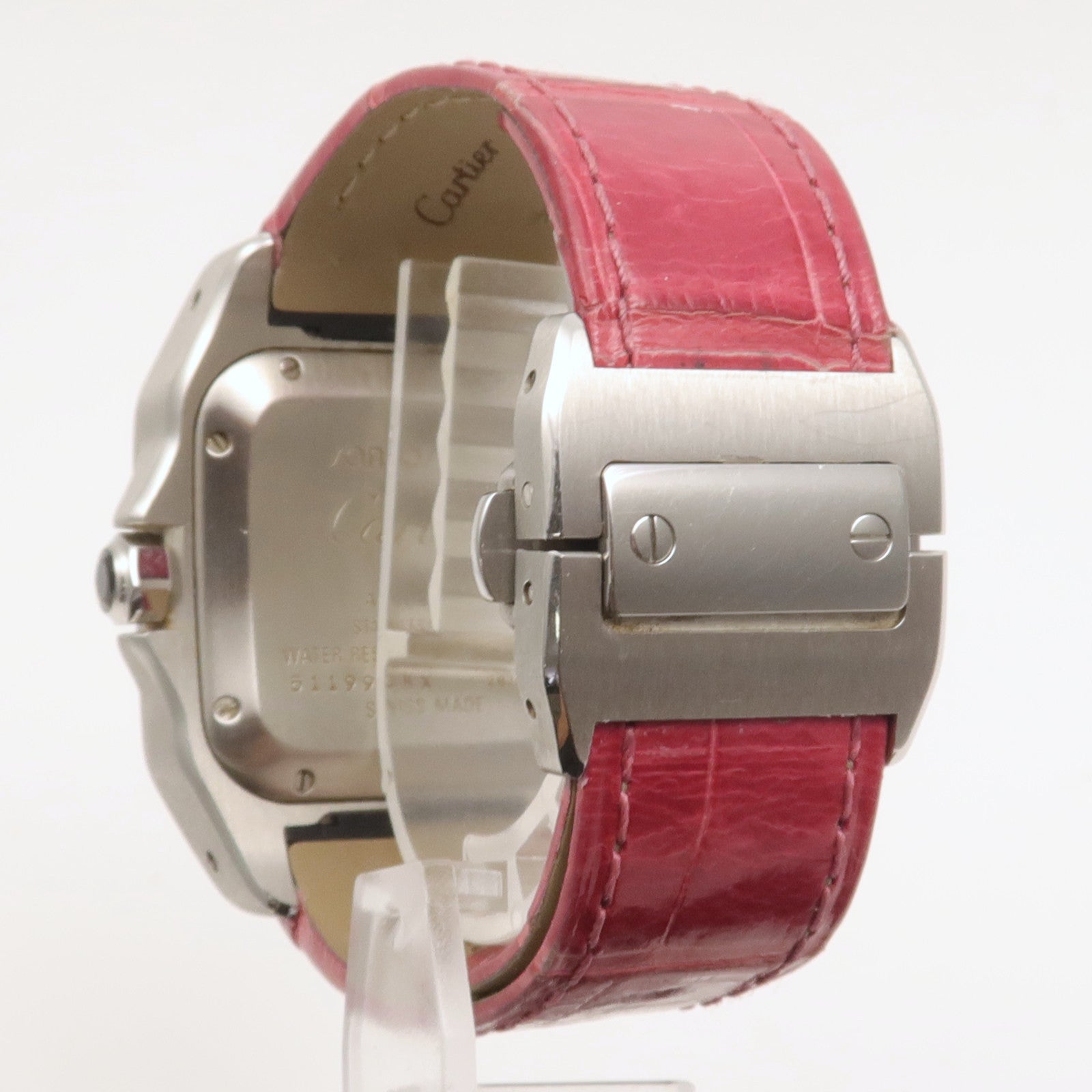 CARTIER Santos 100不鏽鋼/皮革手錶自動機芯白色