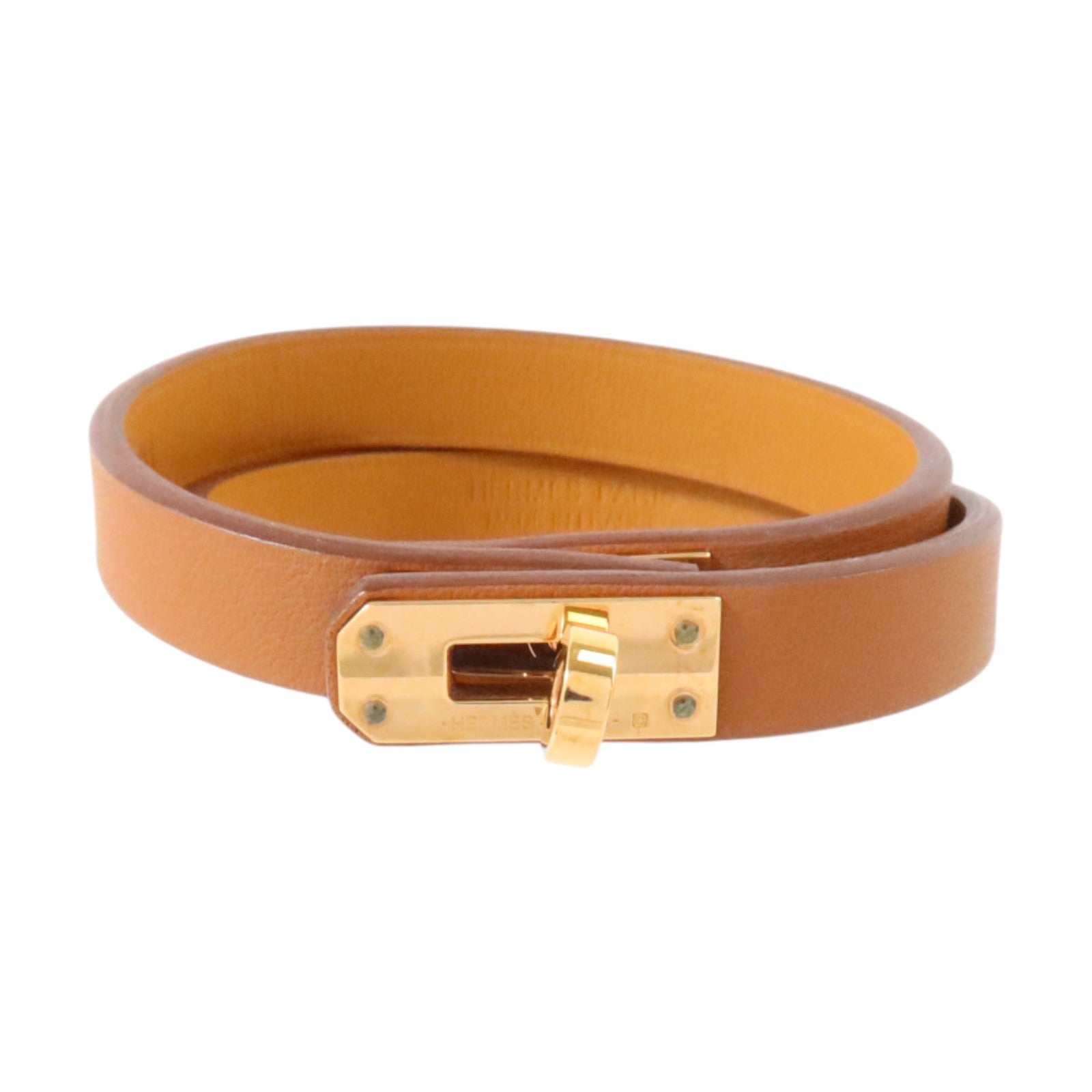 HERMES Swift皮革Mini Kelly Double Tour Bracelet金扣手鏈Gold