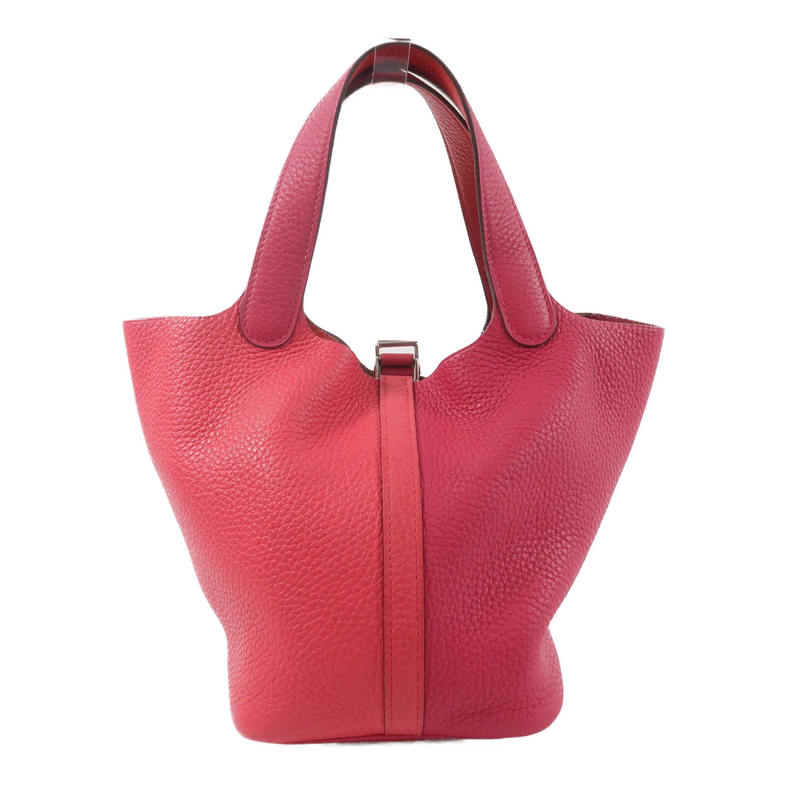 HERMES Clemence皮革Picotin PM手挽袋Rose Extreme