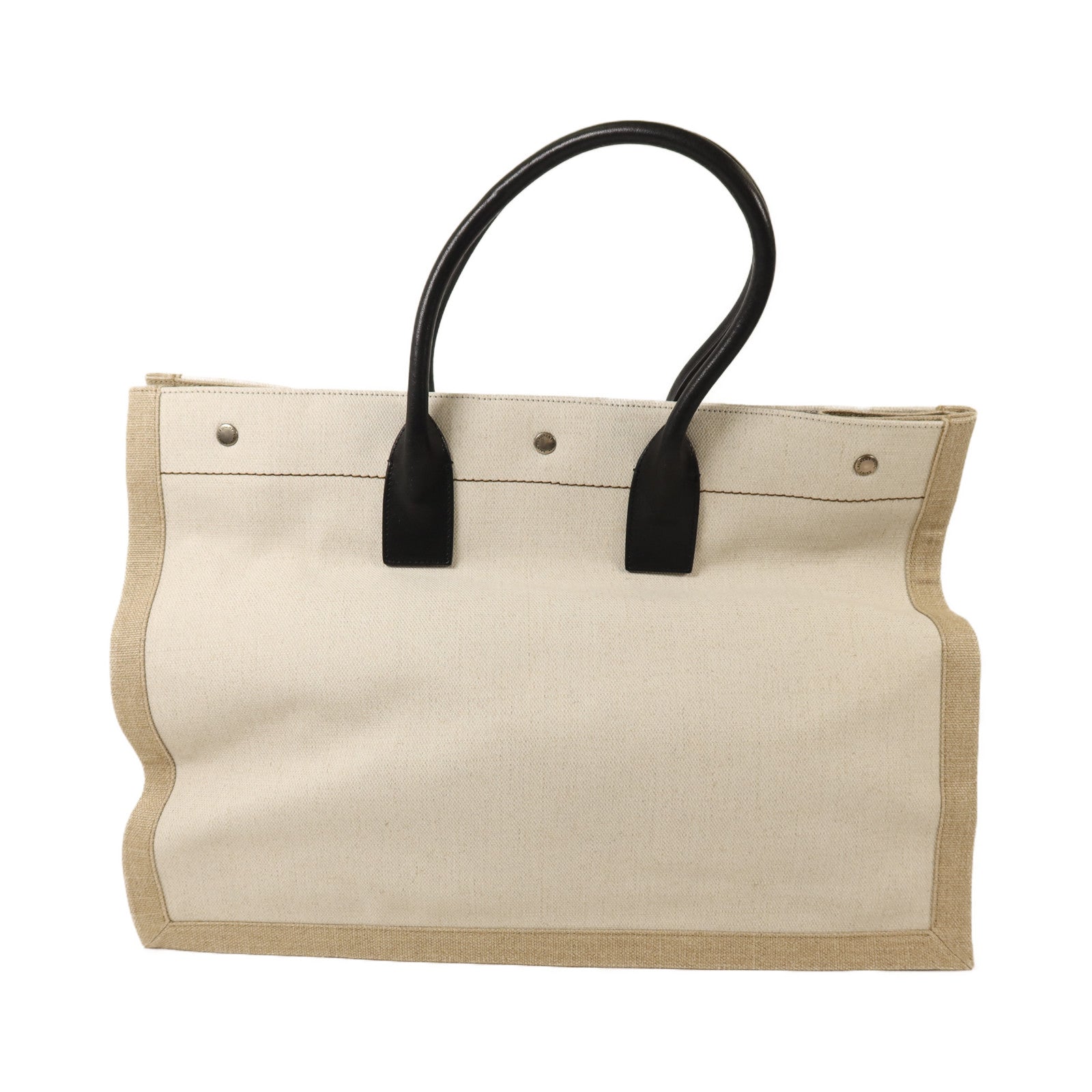 SAINT LAURENT 帆布Rive Gauche Large銀扣手挽袋