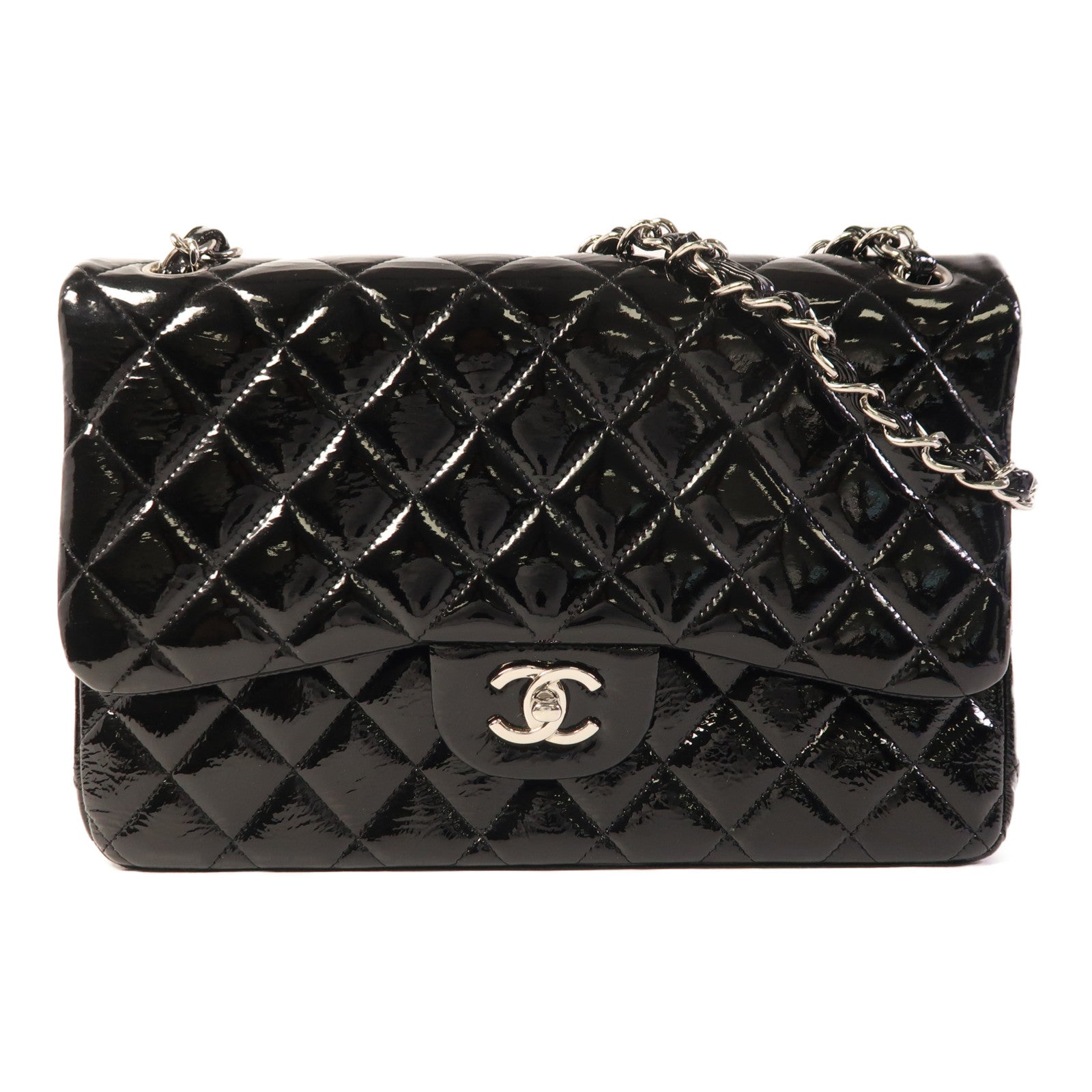 CHANEL Large Classic銀扣鏈帶肩背袋