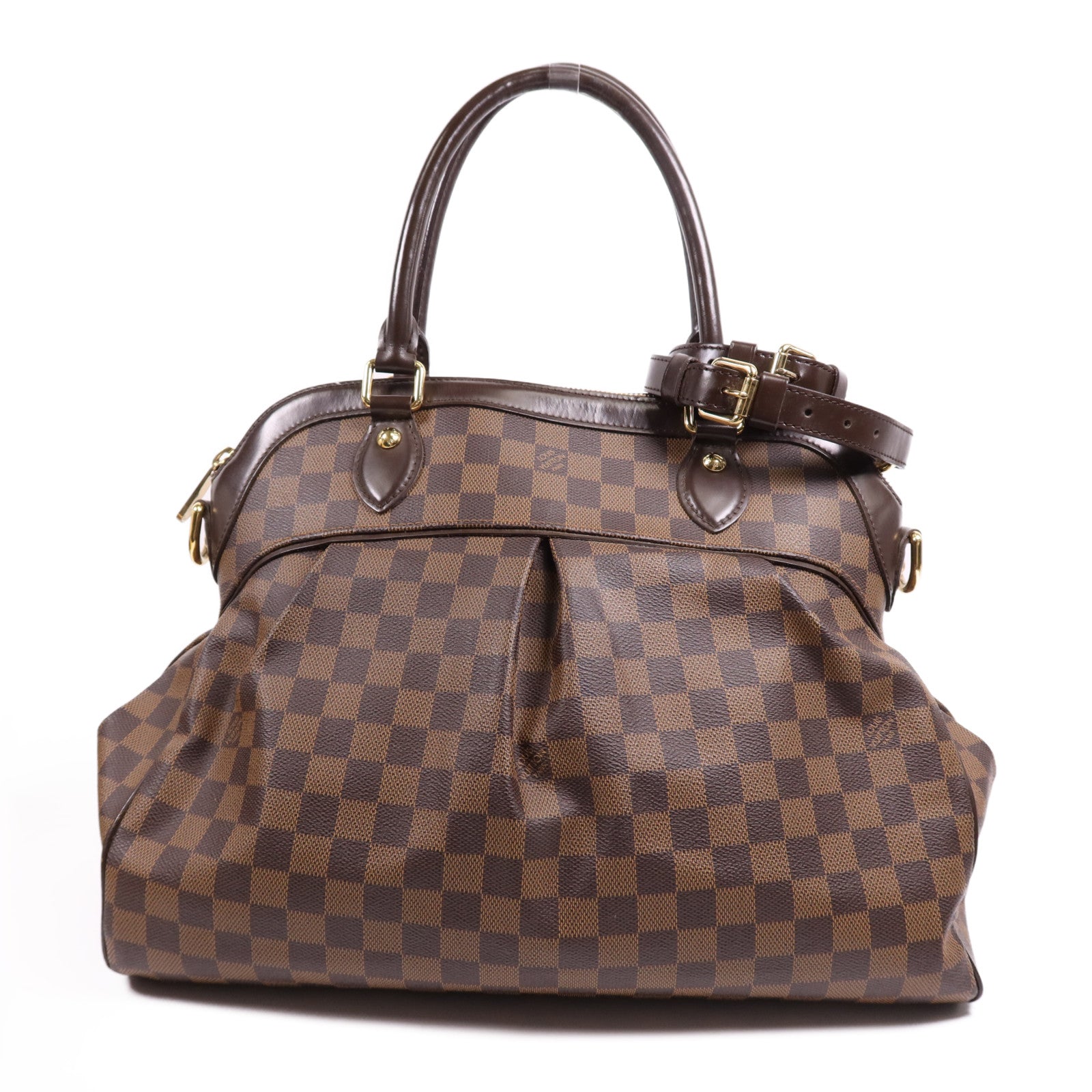 LOUIS VUITTON Damier Trevi GM金扣手挽肩背兩用袋棕色