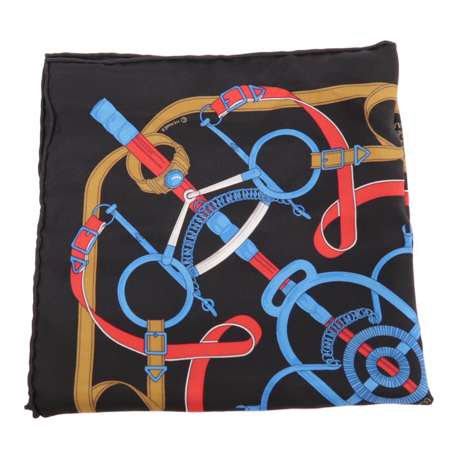HERMES Scarf 40x40 Silk Black