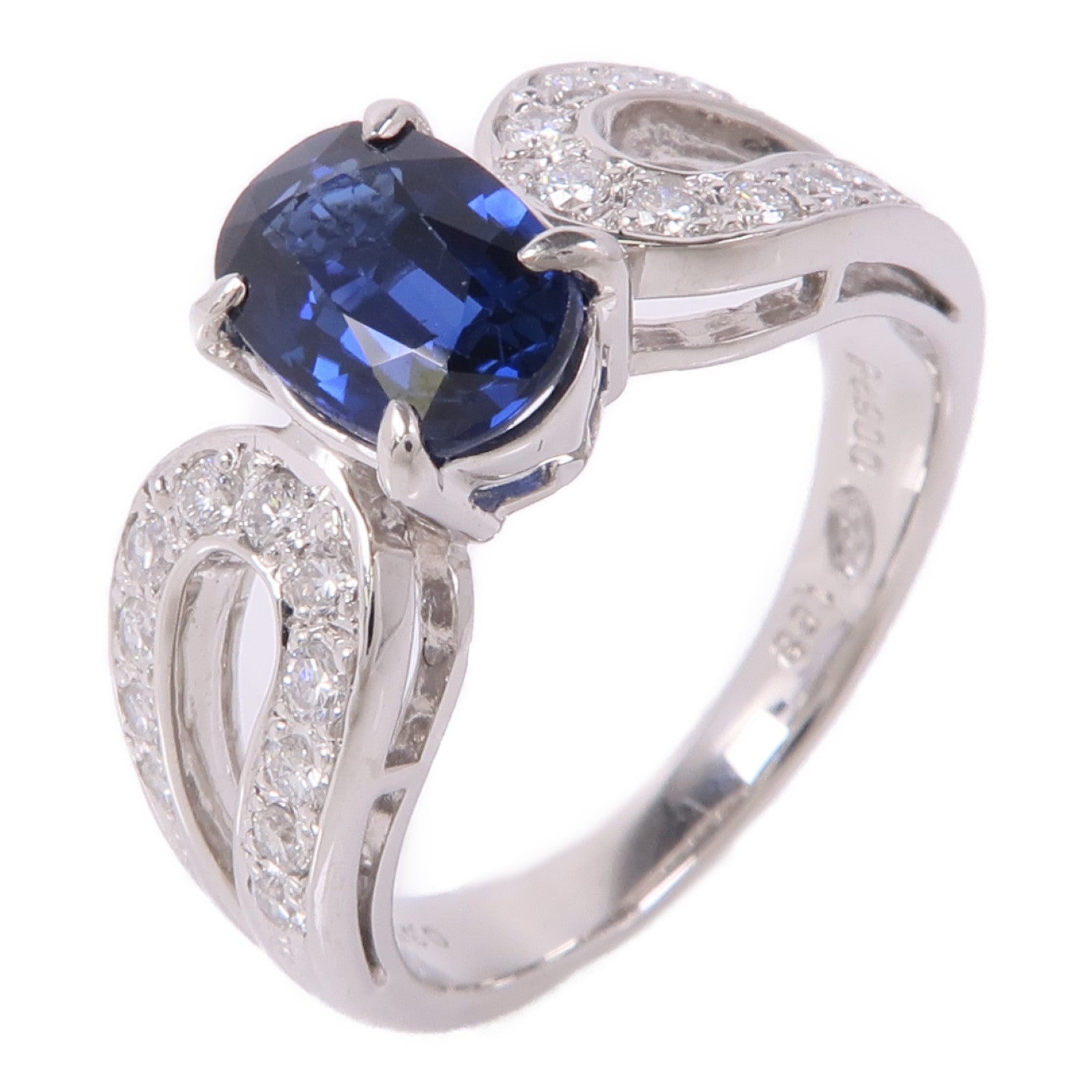 JEWELRY PT900鉑金Sapphire/Diamond Ring藍寶石/鑽石戒指US#6.75