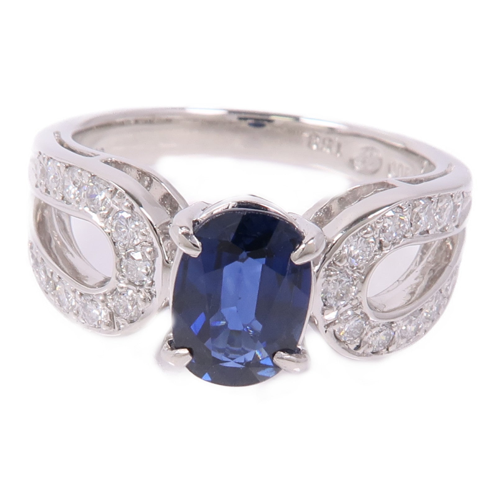 JEWELRY PT900鉑金Sapphire/Diamond Ring藍寶石/鑽石戒指US#6.75