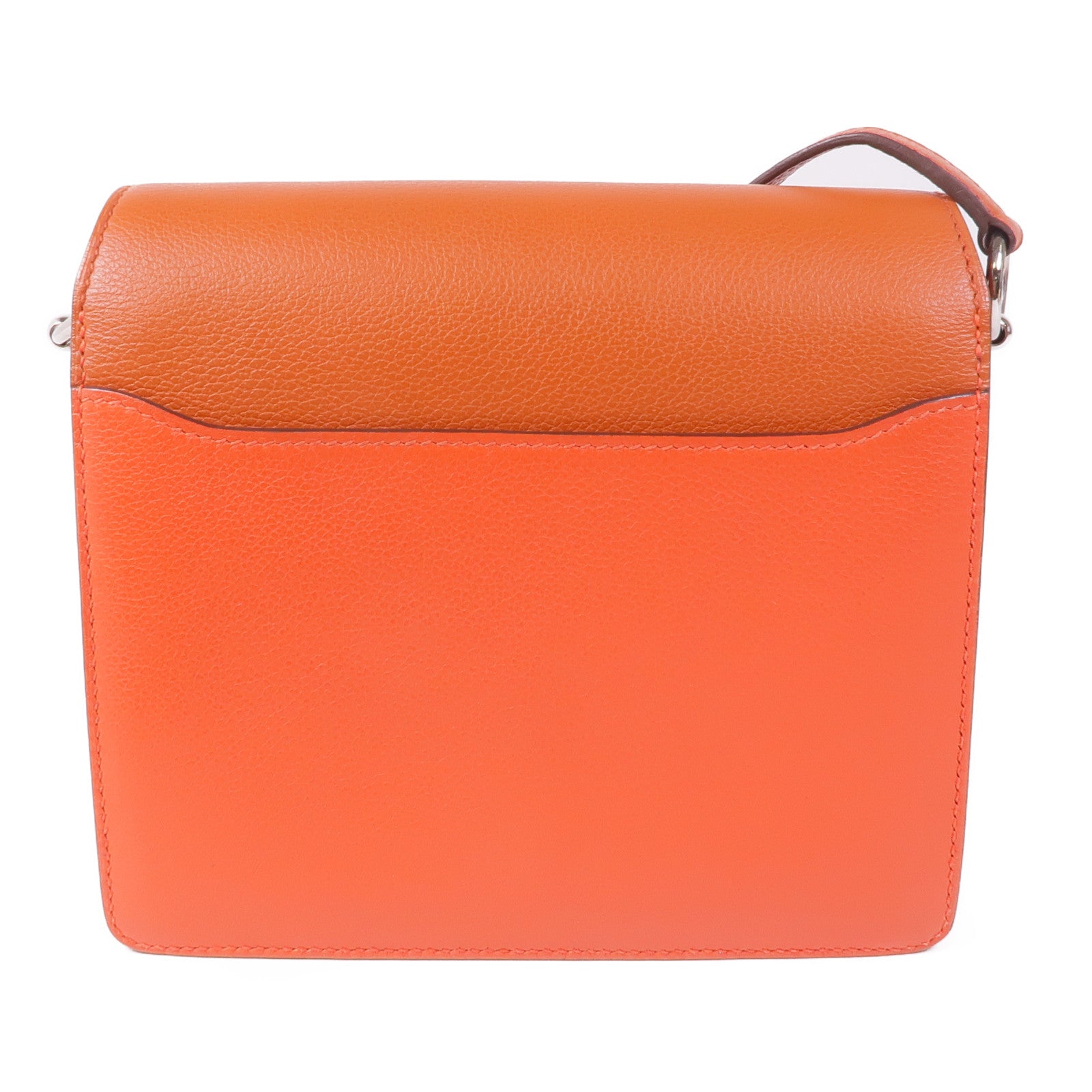 HERMES Evercolor皮革Roulis Mini銀扣肩背袋Capucine/Terre Battu