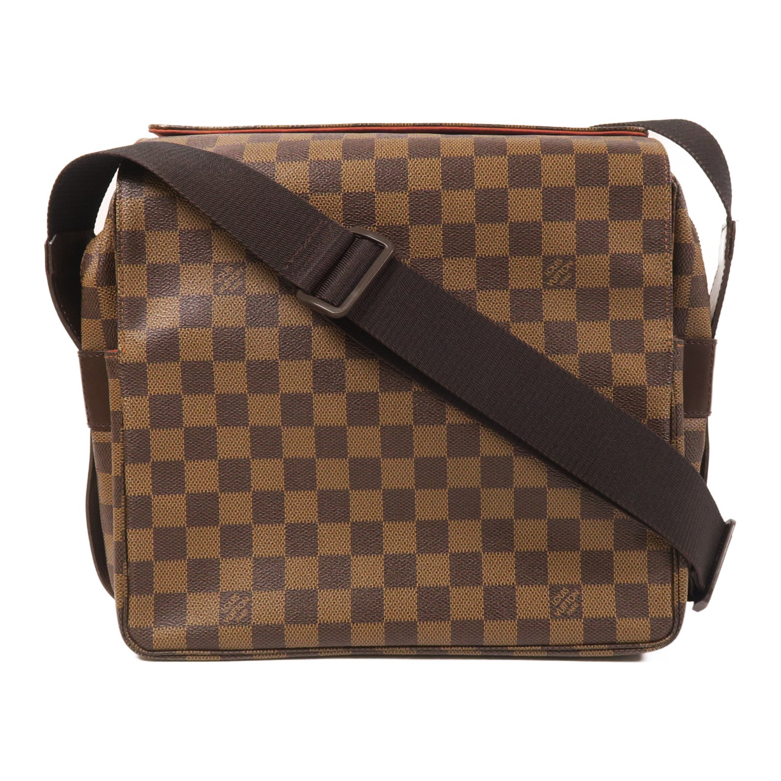 LOUIS VUITTON Damier Naviglio金扣肩背袋棕色