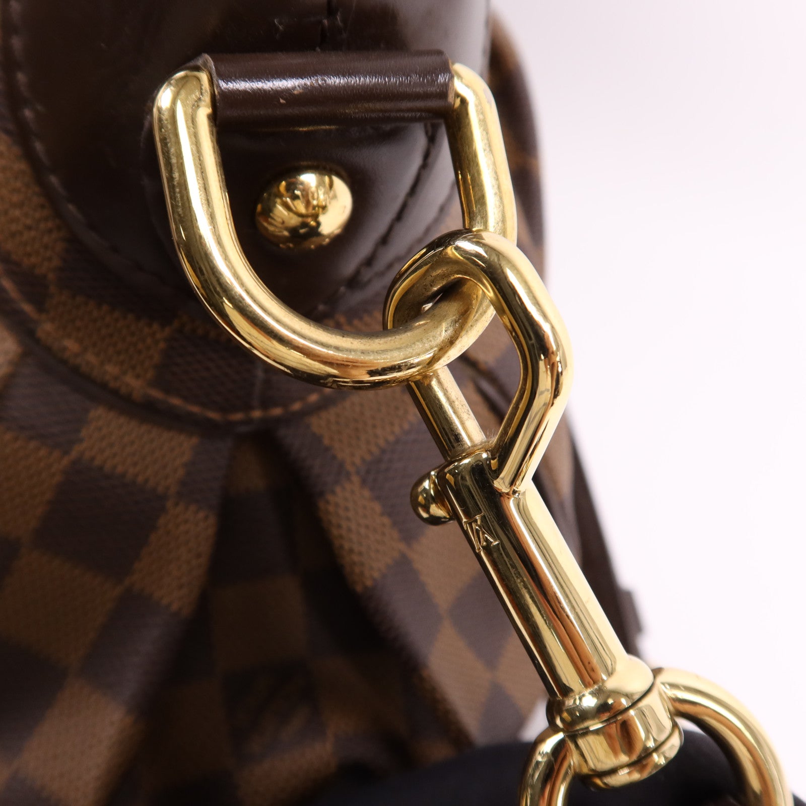 LOUIS VUITTON Damier Trevi GM金扣手挽肩背兩用袋棕色