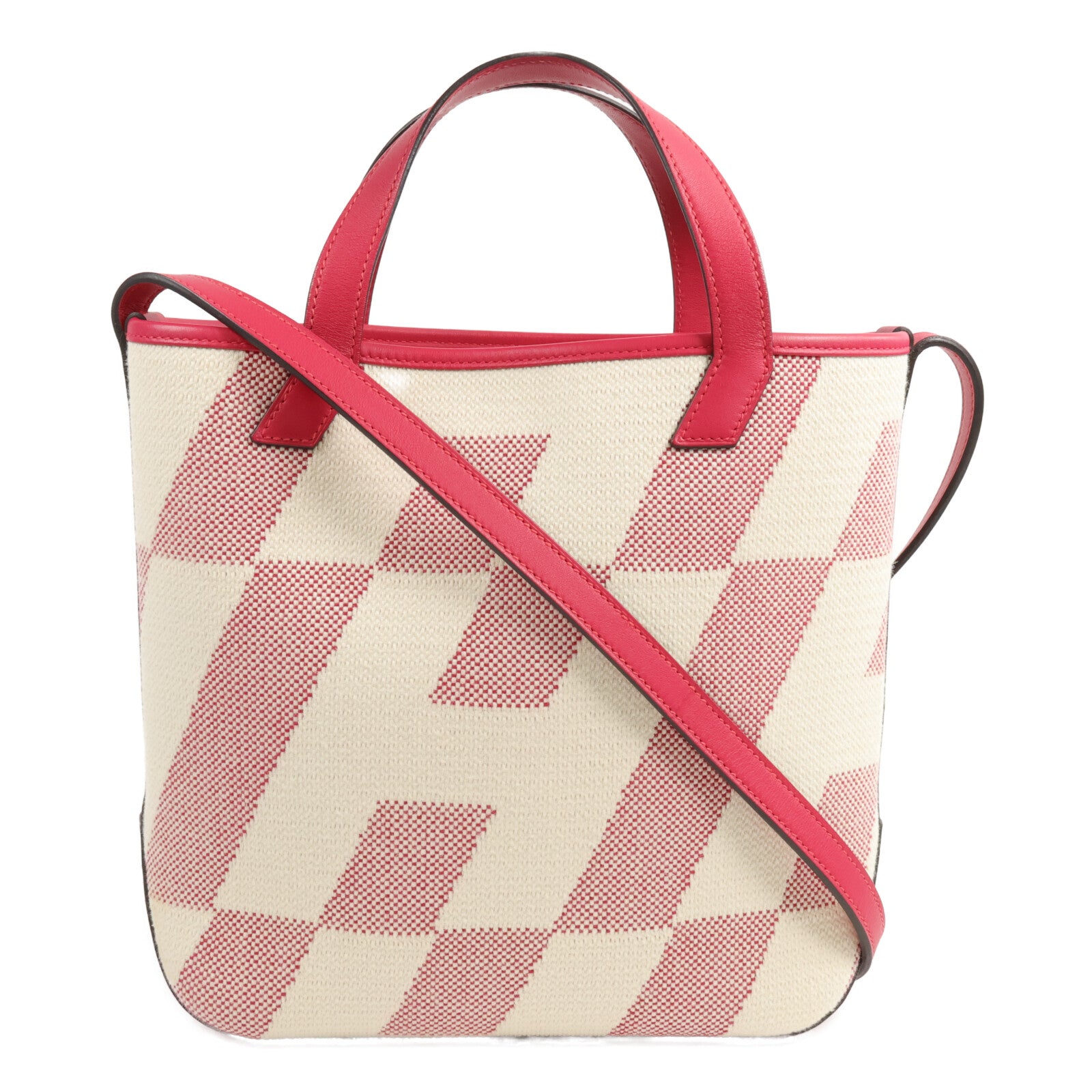 HERMES 帆布Cabas H En Biais 27手挽肩背兩用袋Framboise