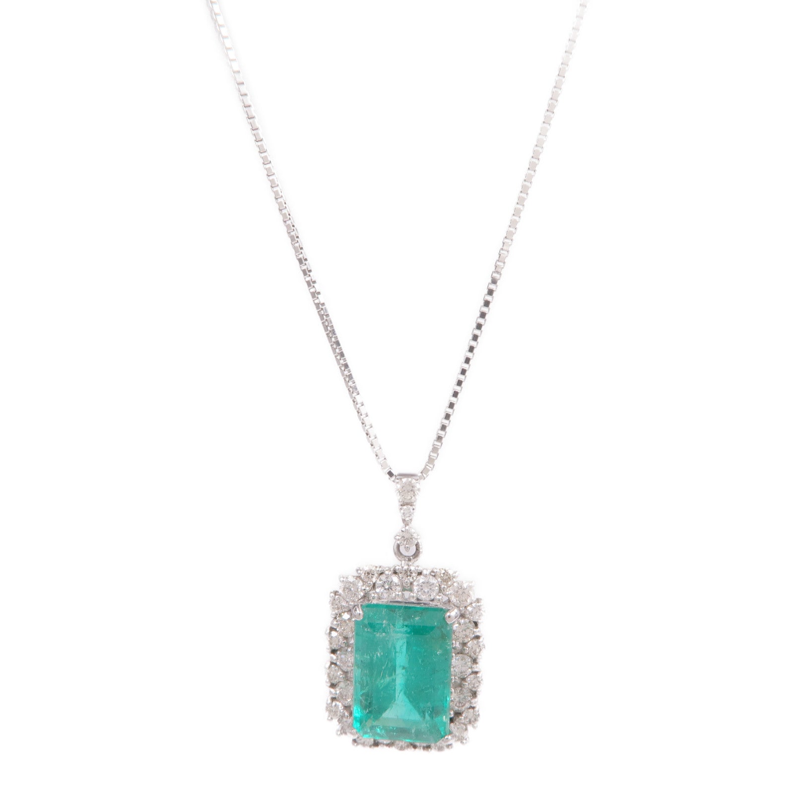 JEWELRY PT950/PT850鉑金Emerald Diamond Necklace綠寶石/鑽石項鍊