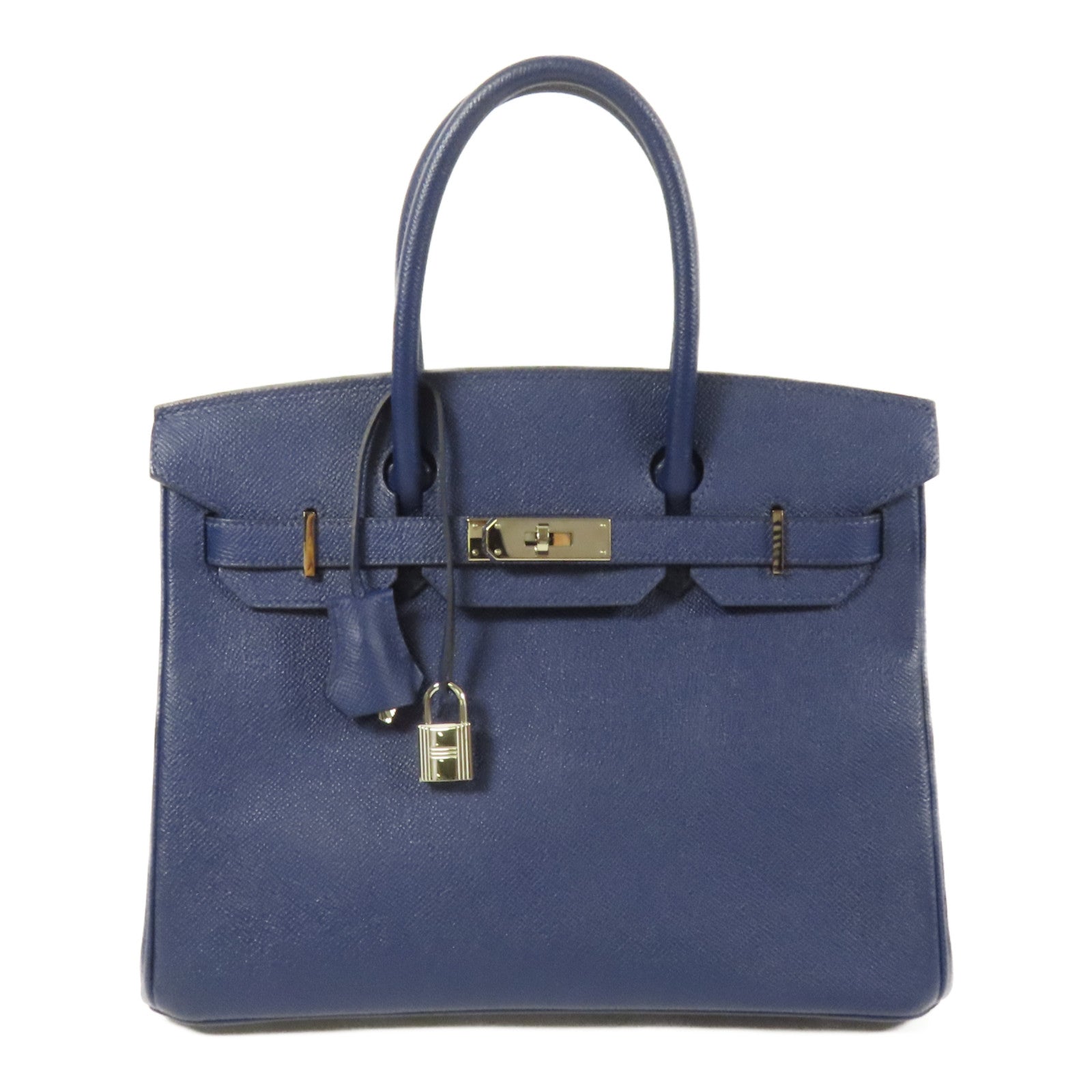 HERMES Epsom皮革Birkin 30銀扣手挽袋Bleu Saphir