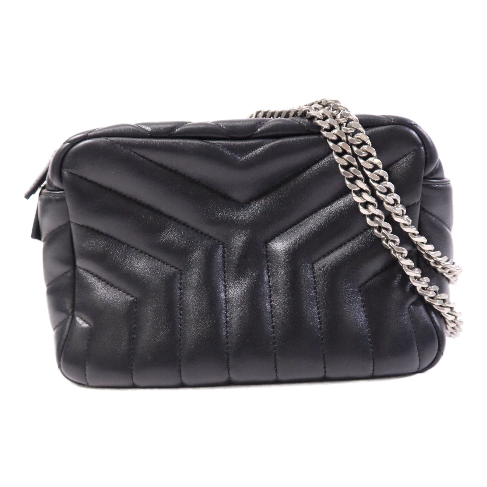 SAINT LAURENT 牛皮皮革Loulou銀扣鏈帶肩背袋