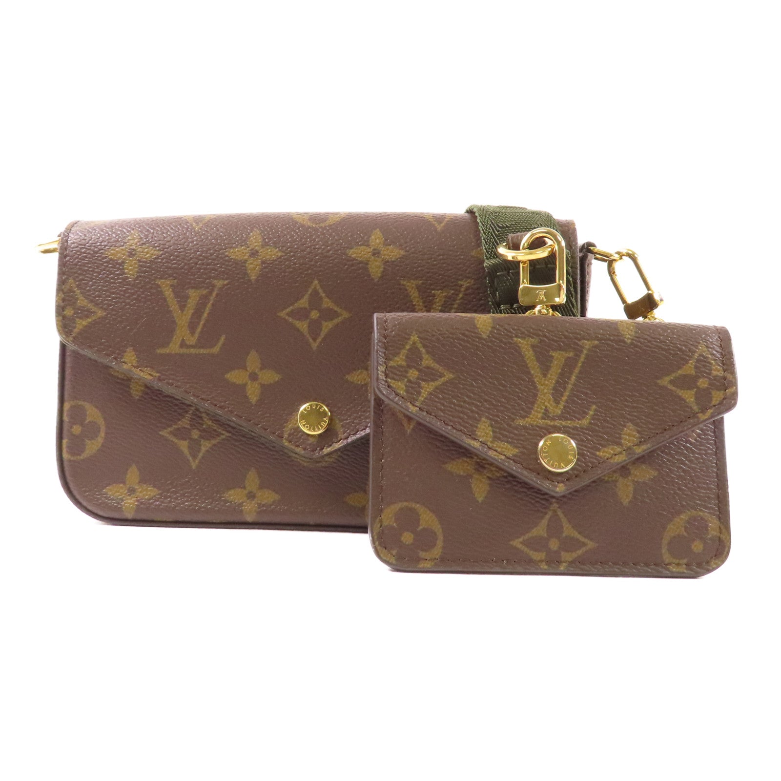 LOUIS VUITTON LV GHW Felicie Strap & Go Shoulder Bag M80091 Monogram Brown/Green