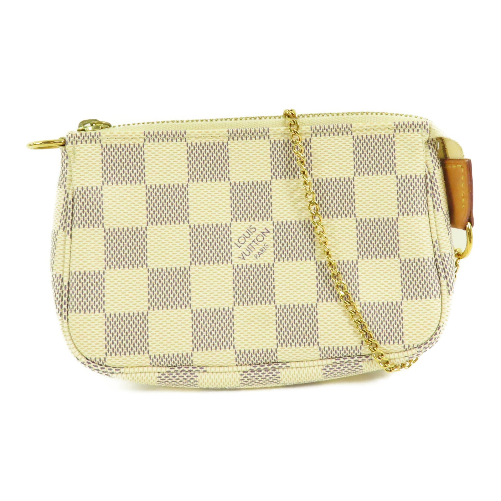 LOUIS VUITTON Damier Azur Mini Pochette Accessories金扣鏈帶手挽袋