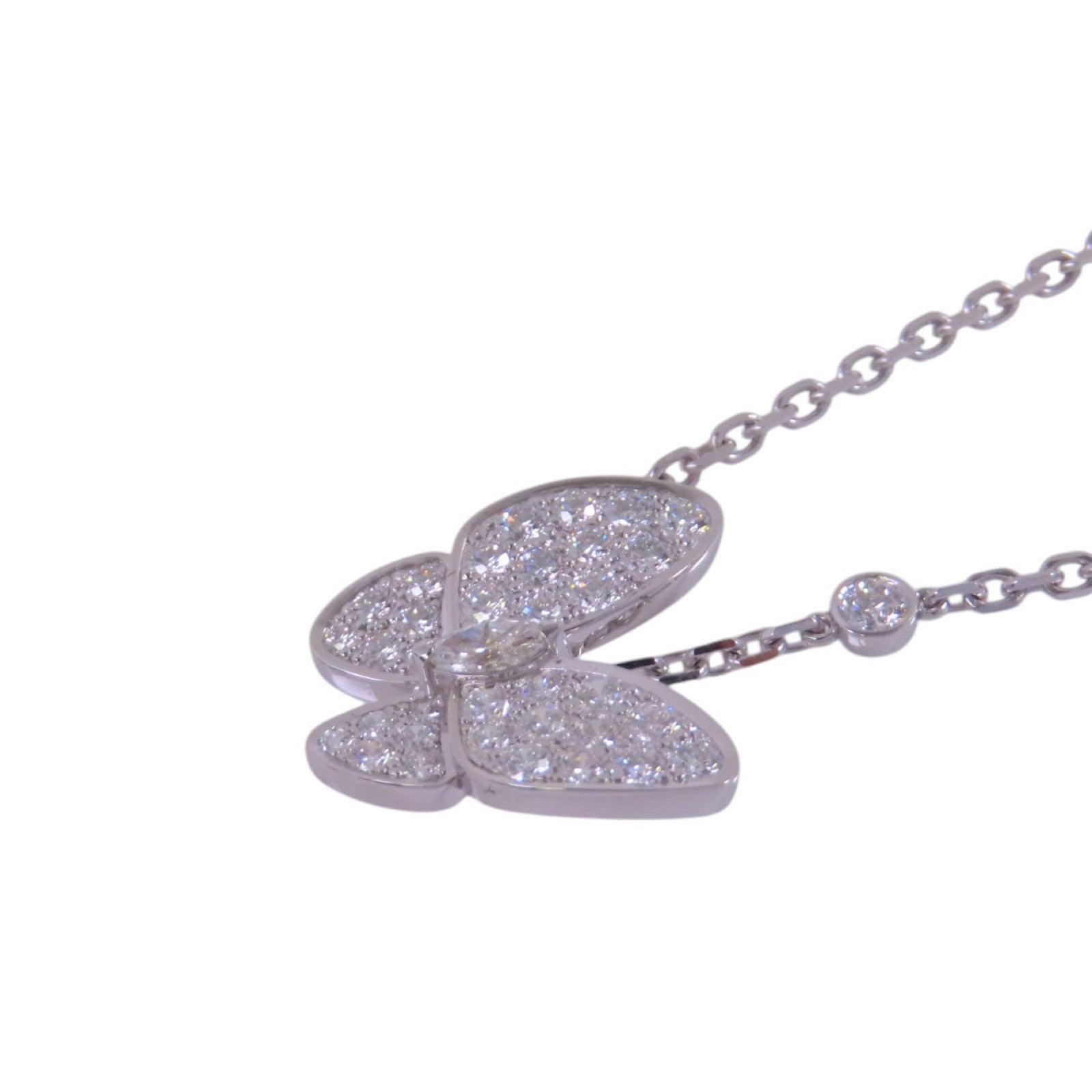 Van Cleef & Arpels 18K白金/鑽石Two Butterfly Pendant Necklace銀扣項鏈