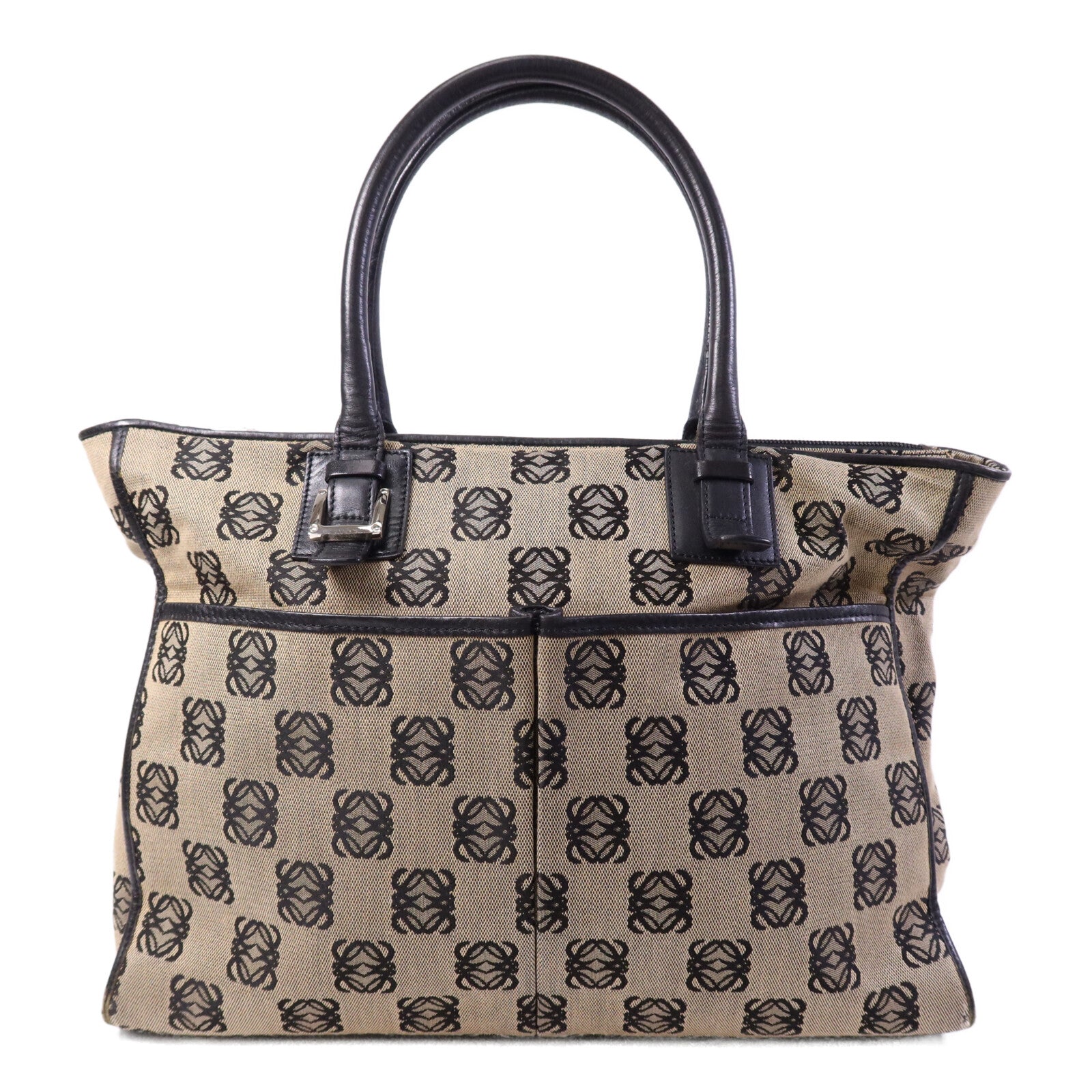 LOEWE 帆布Hand Bag銀扣手挽袋