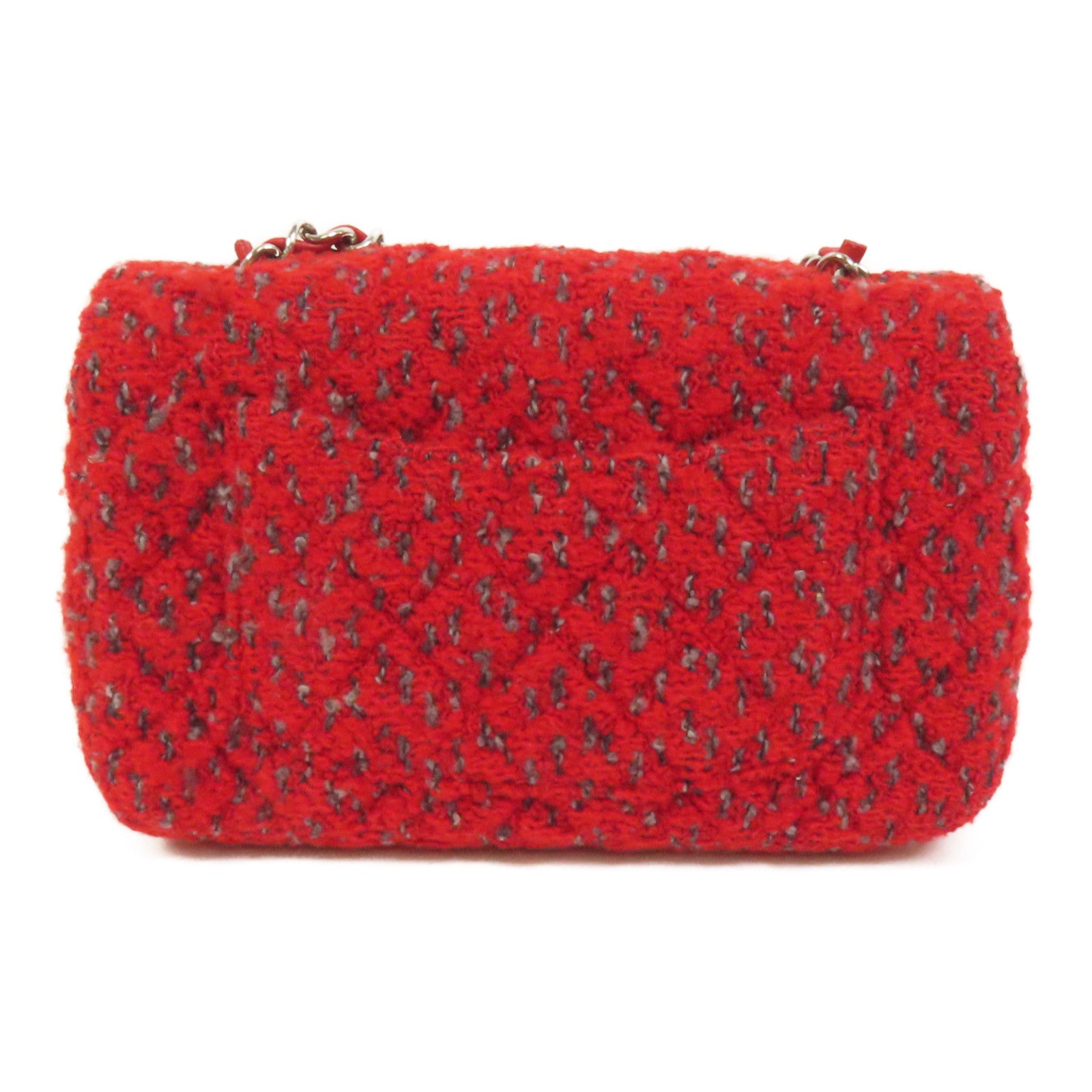 CHANEL Tweed Mini Classic 20銀扣鏈帶肩背袋