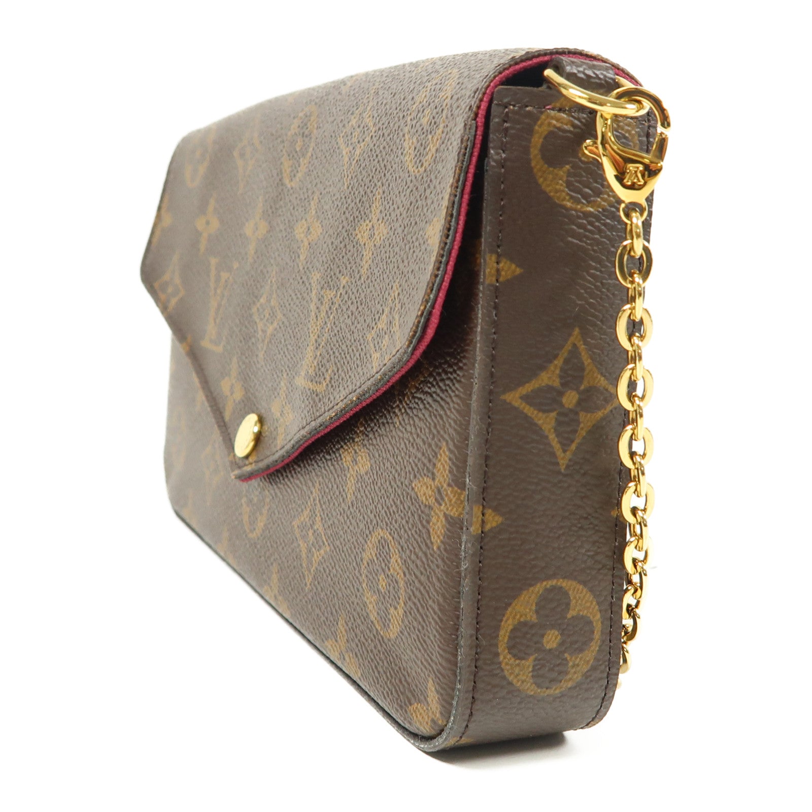 LOUIS VUITTON 【激減優惠】Monogram Pochette Felicie金扣鏈帶肩背袋棕色