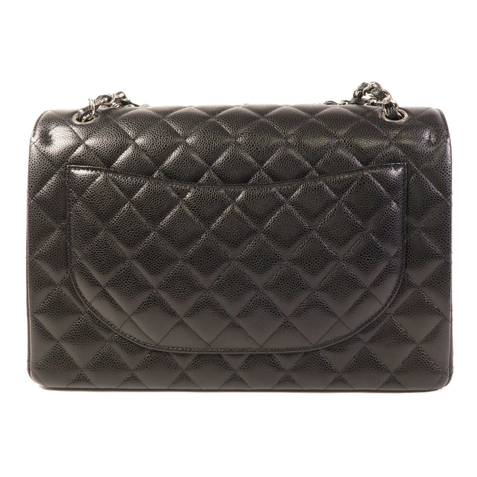 CHANEL 牛皮皮革Maxi Classic銀扣鏈帶肩背袋