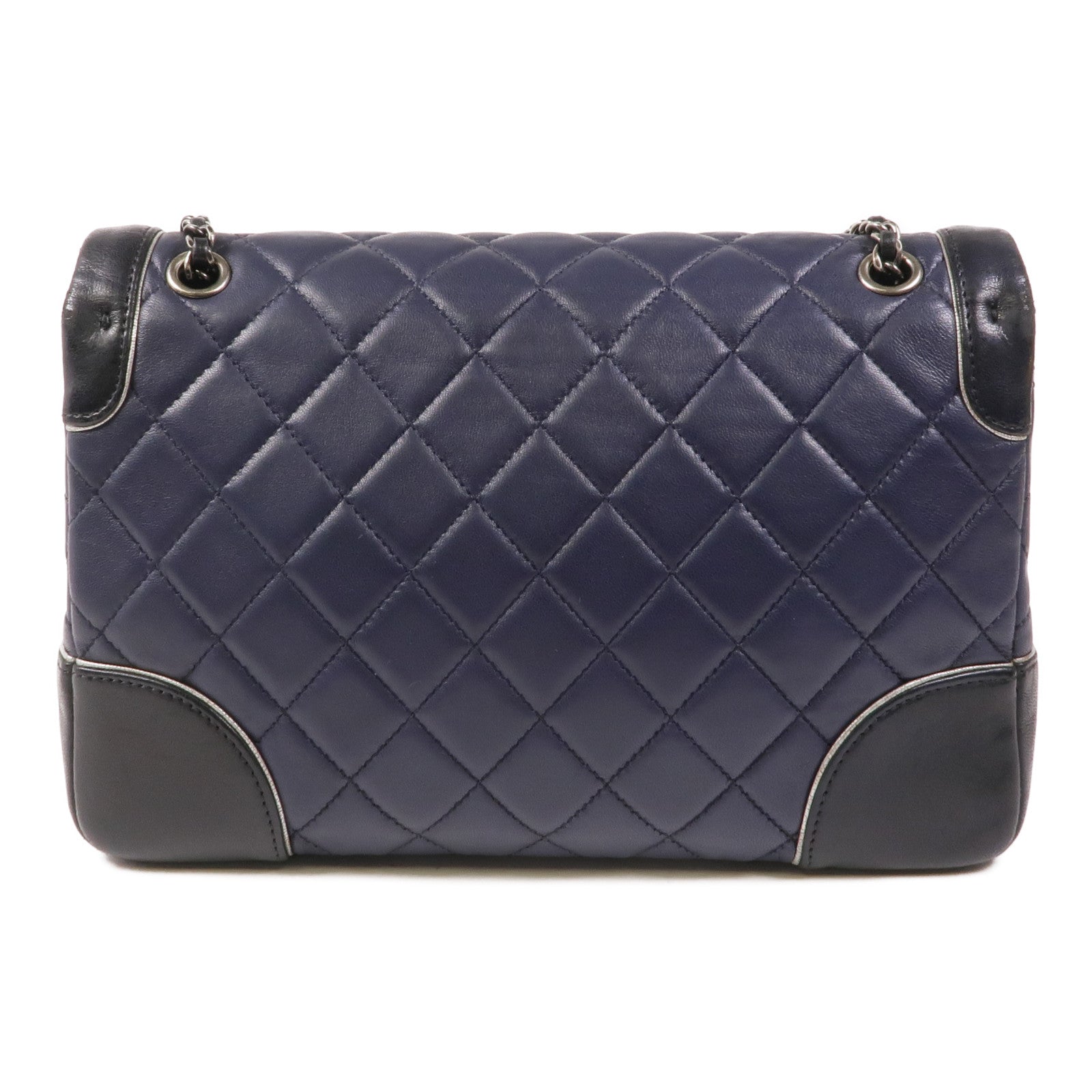 CHANEL 羊皮皮革Chain Shoulder銀扣鏈帶肩背袋