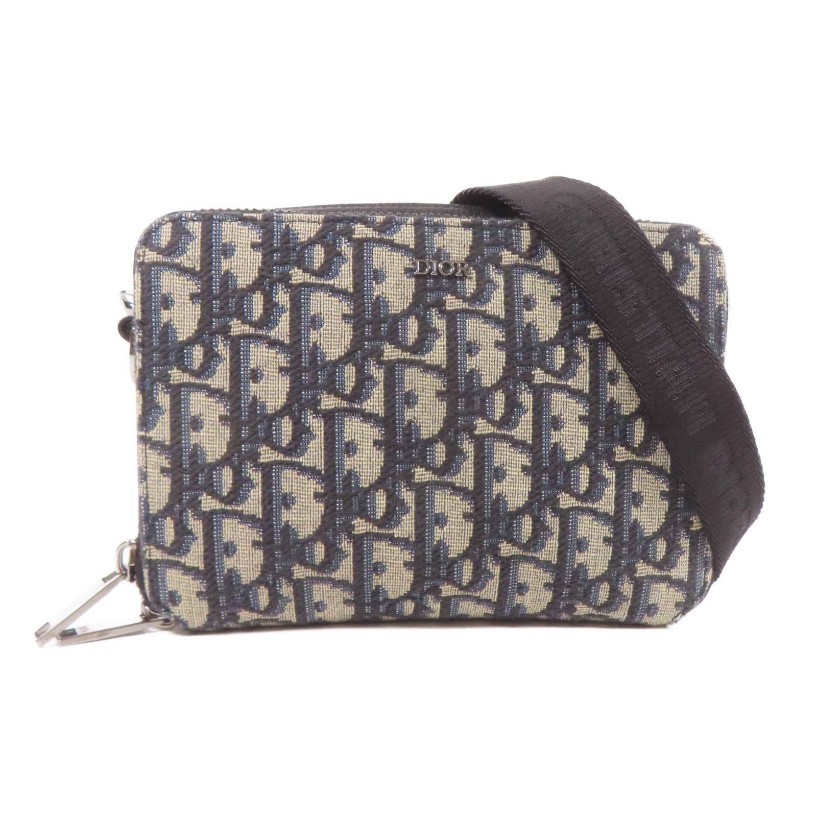 Dior 帆布Oblique銀扣肩背袋