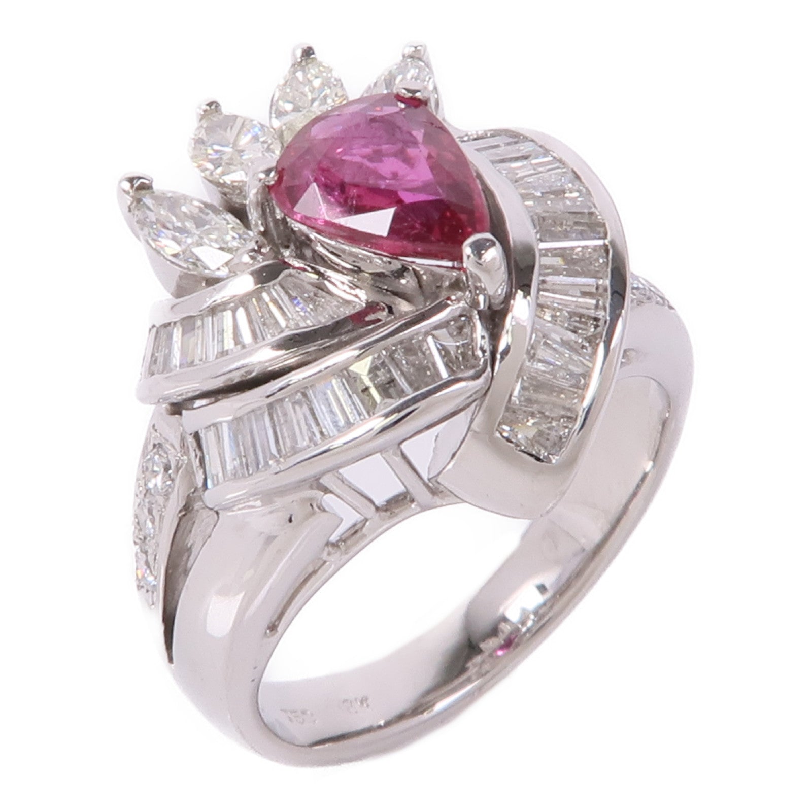JEWELRY 18K白金Ruby/Diamond Ring紅寶石/鑽石戒指US#6.75