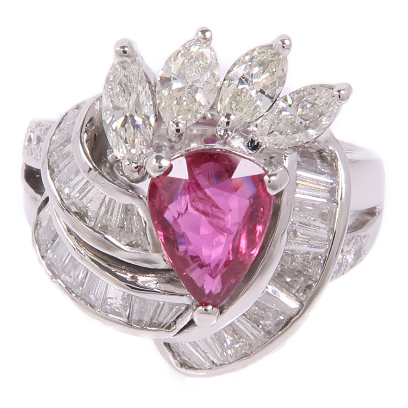 JEWELRY 18K白金Ruby/Diamond Ring紅寶石/鑽石戒指US#6.75