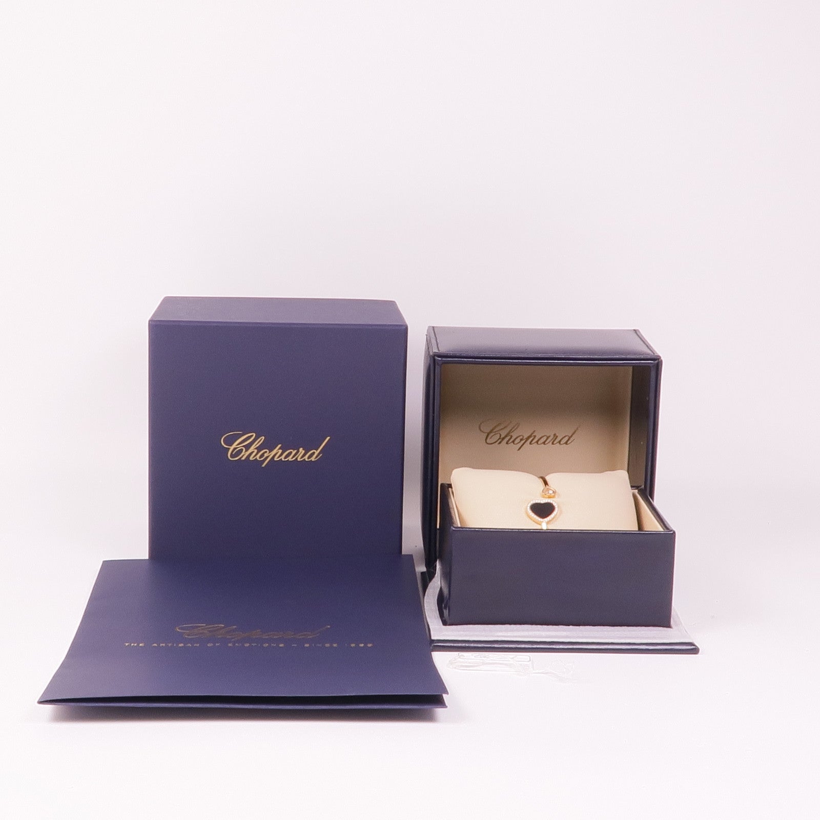 Chopard 18K玫瑰金Happy Heart Bracelet縞瑪瑙/鑽石手鐲