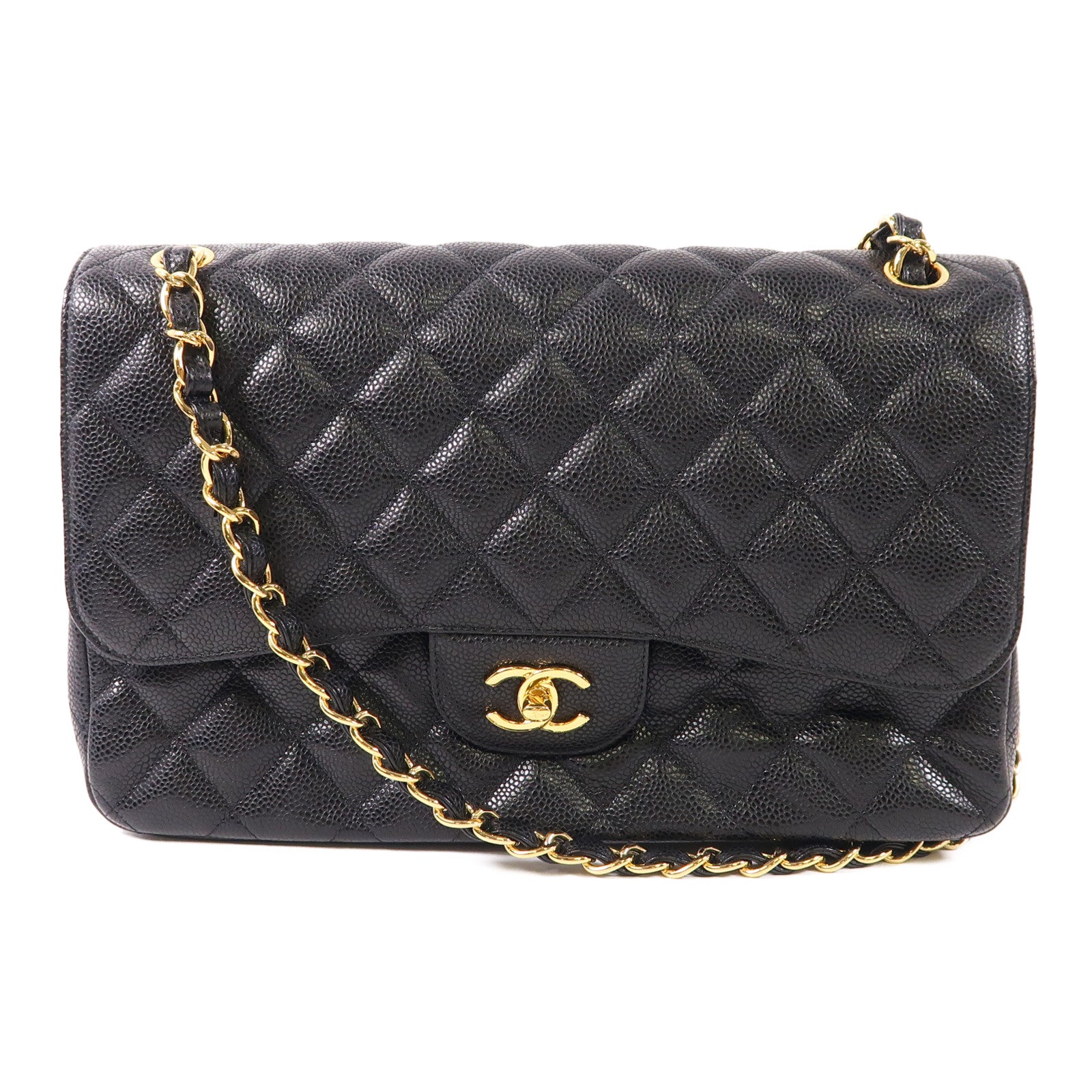 CHANEL 【激減優惠】牛皮皮革Large Classic金扣鏈帶肩背袋