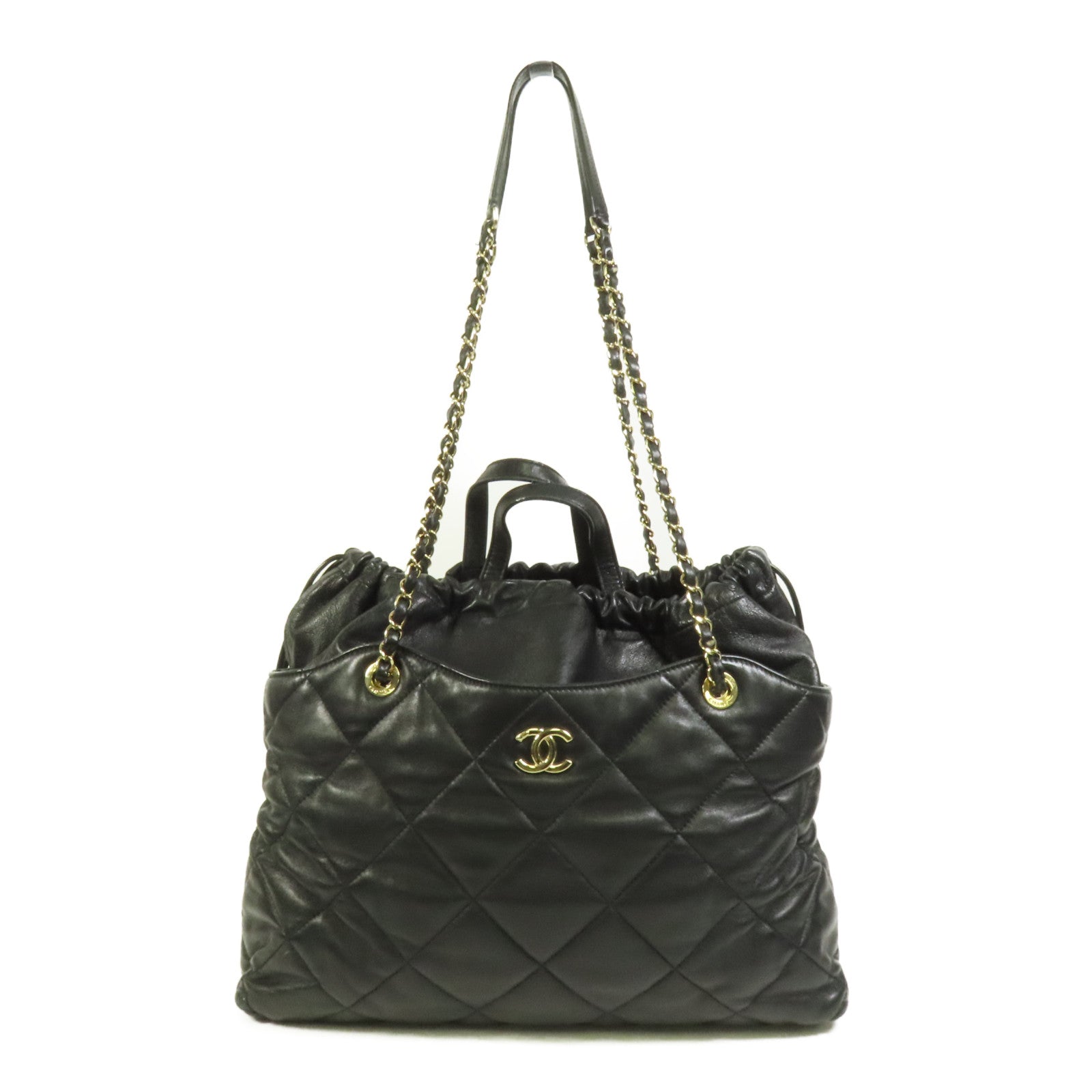 CHANEL 牛皮皮革Chain Tote金扣手挽肩背兩用袋