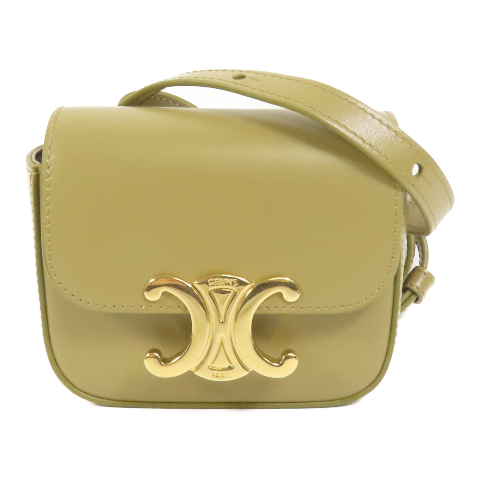 CELINE 牛皮皮革Mini Claude金扣肩背袋