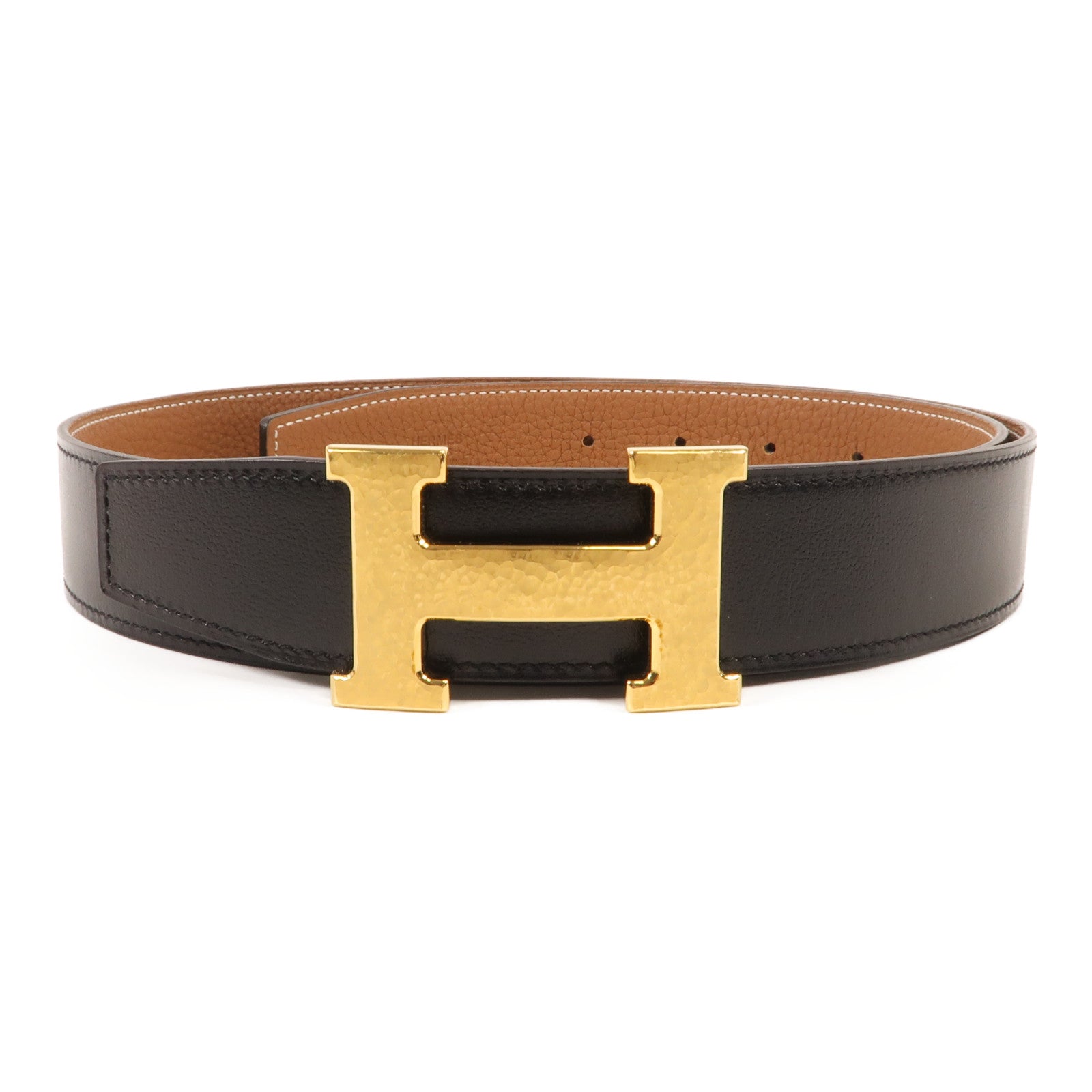 HERMES Clemence皮革H Belt金扣皮帶Noir