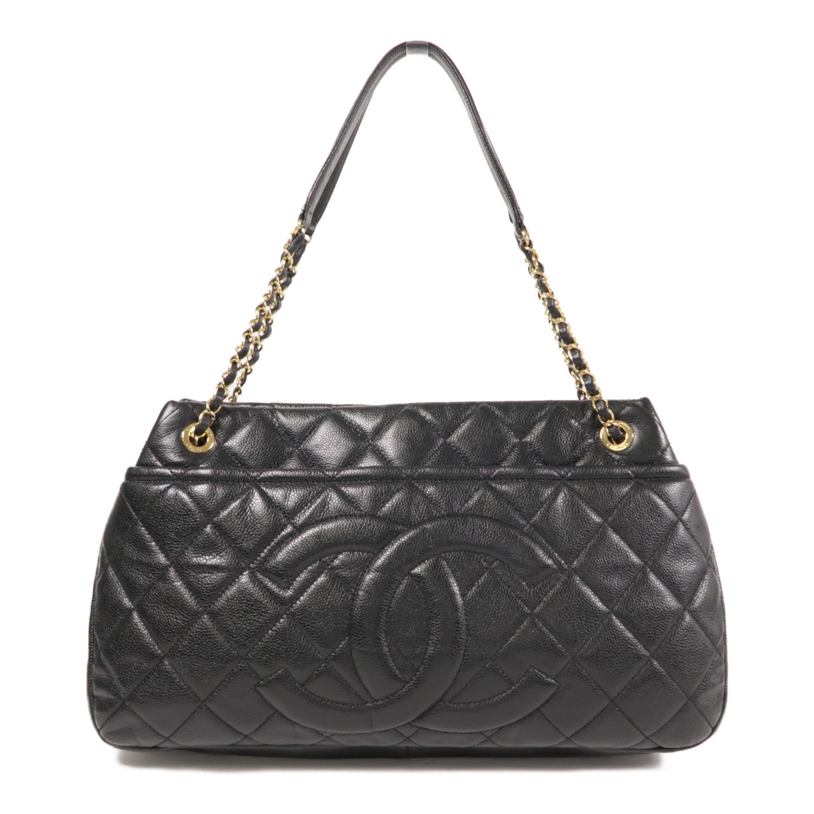 CHANEL 牛皮皮革Tote Bag金扣鏈帶肩背袋