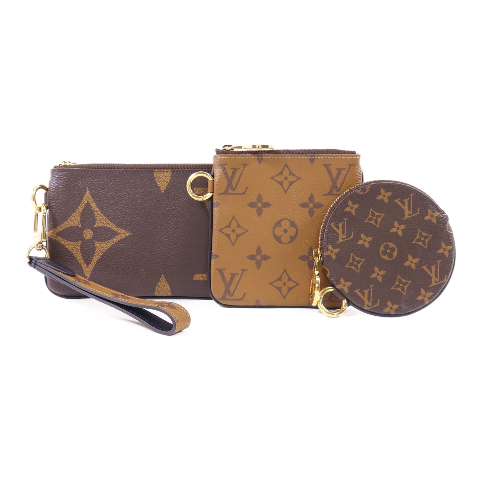 LOUIS VUITTON Monogram Reverse Pochette Trio金扣手拿包