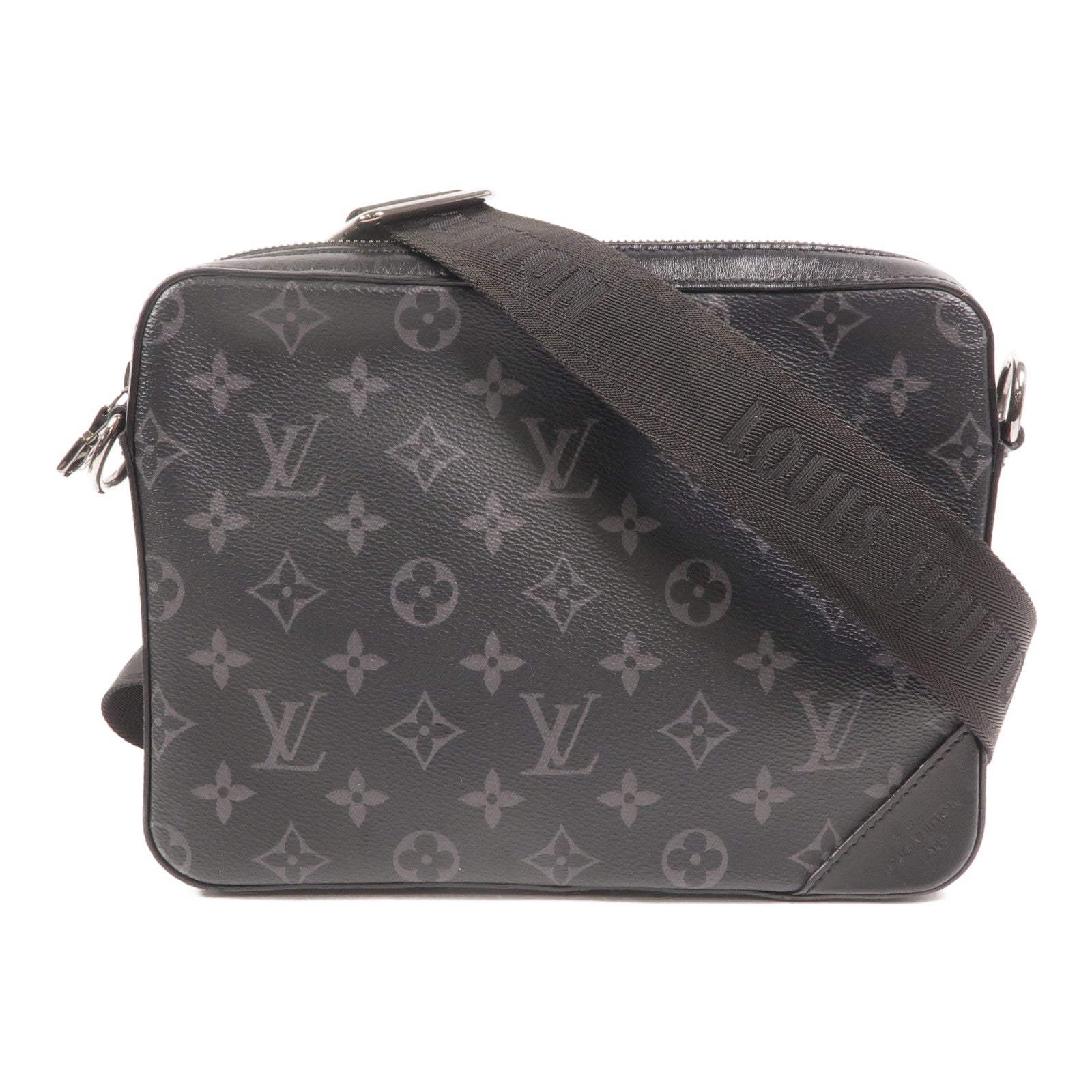 LOUIS VUITTON Monogram Eclipse Reverse Trio Messenger銀扣肩背袋