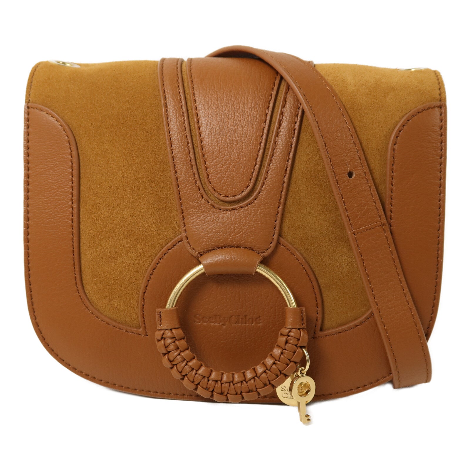 SEE BY CHLOE 牛皮皮革/麂皮皮革Shoulder Bag金扣肩背袋