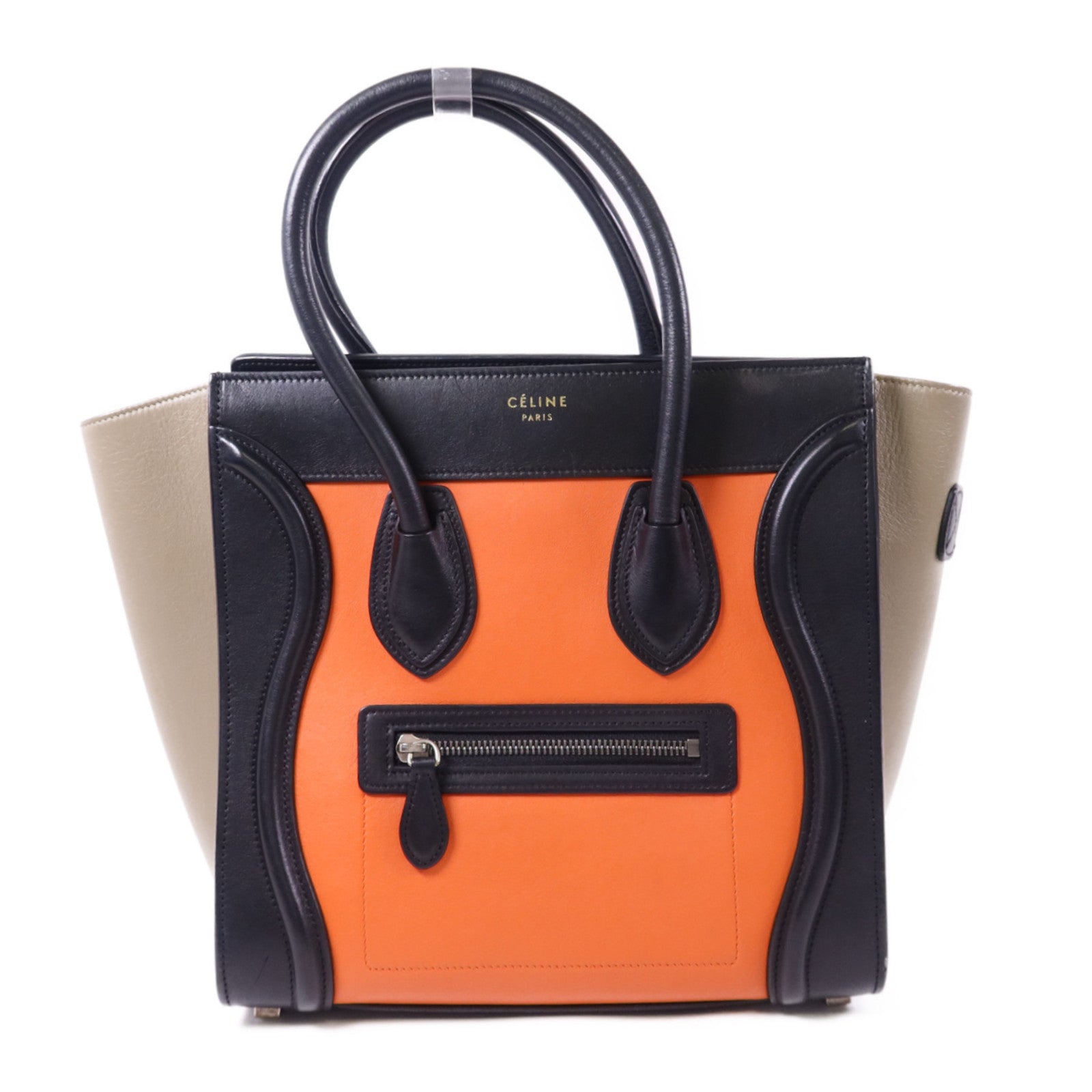 CELINE 牛皮皮革Micro Luggage銀扣手挽袋