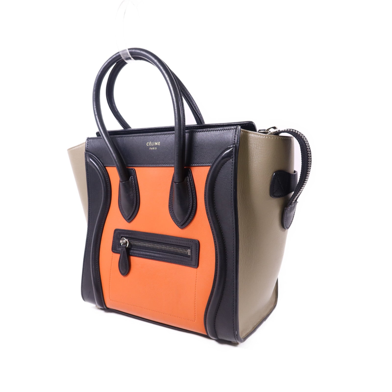 CELINE 牛皮皮革Micro Luggage銀扣手挽袋