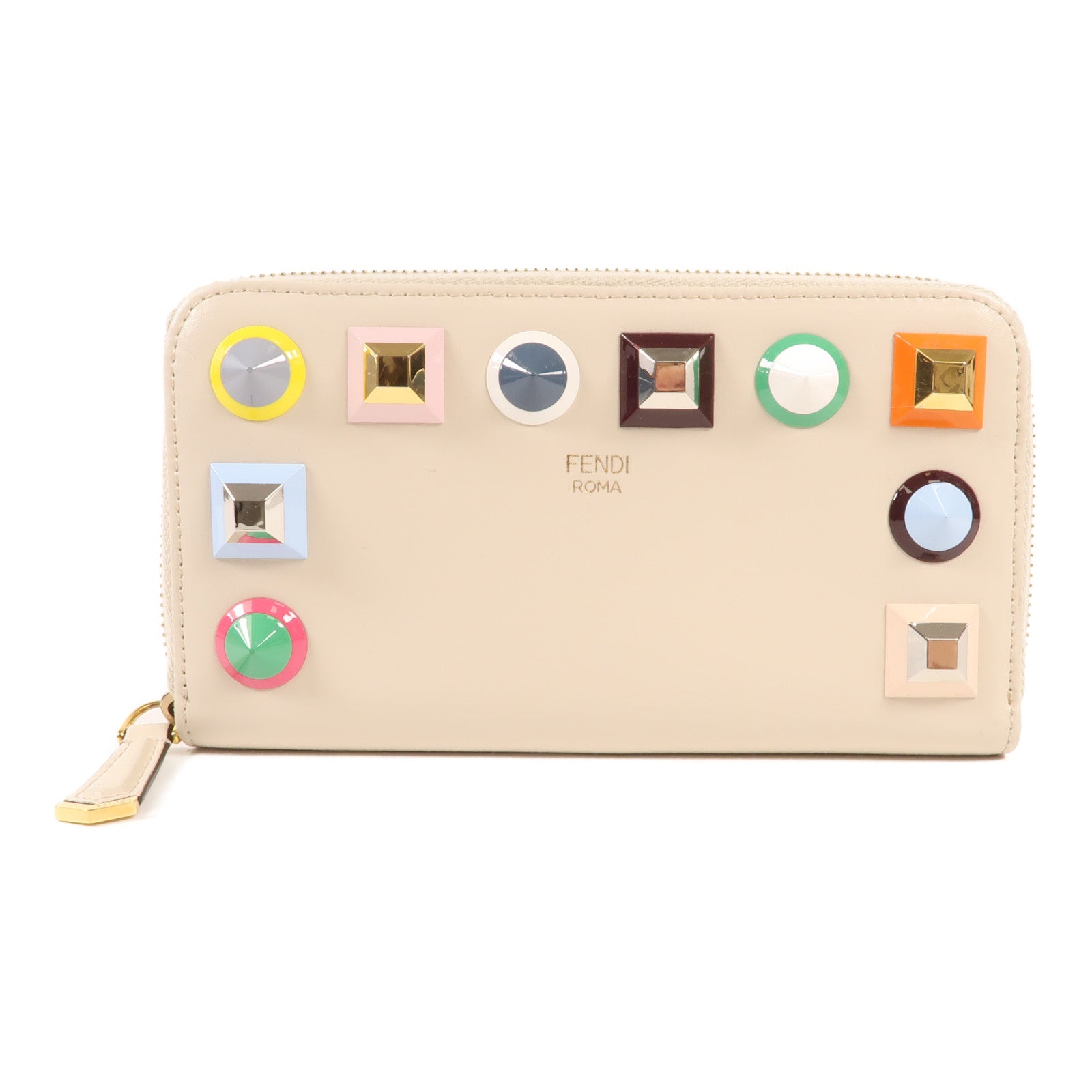 FENDI 牛皮皮革Zipper Long Wallet金扣長錢包