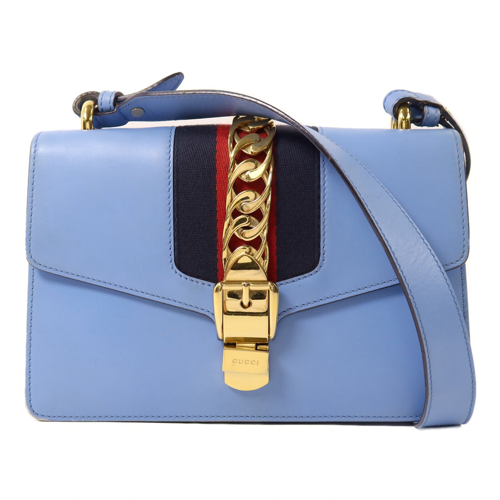 GUCCI 牛皮皮革Sylvie金扣肩背袋