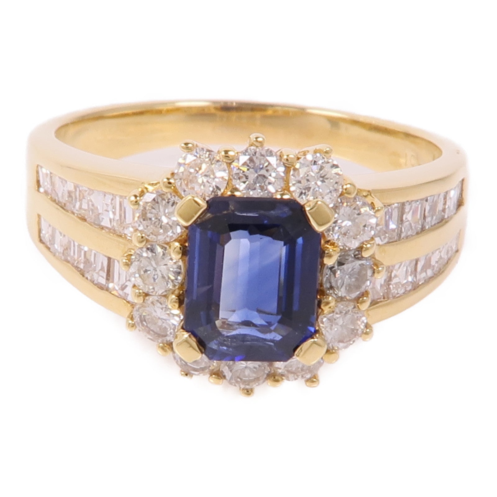 JEWELRY 【激減優惠】18K黃金Sapphire/Diamond Ring藍寶石/鑽石戒指US#8.75