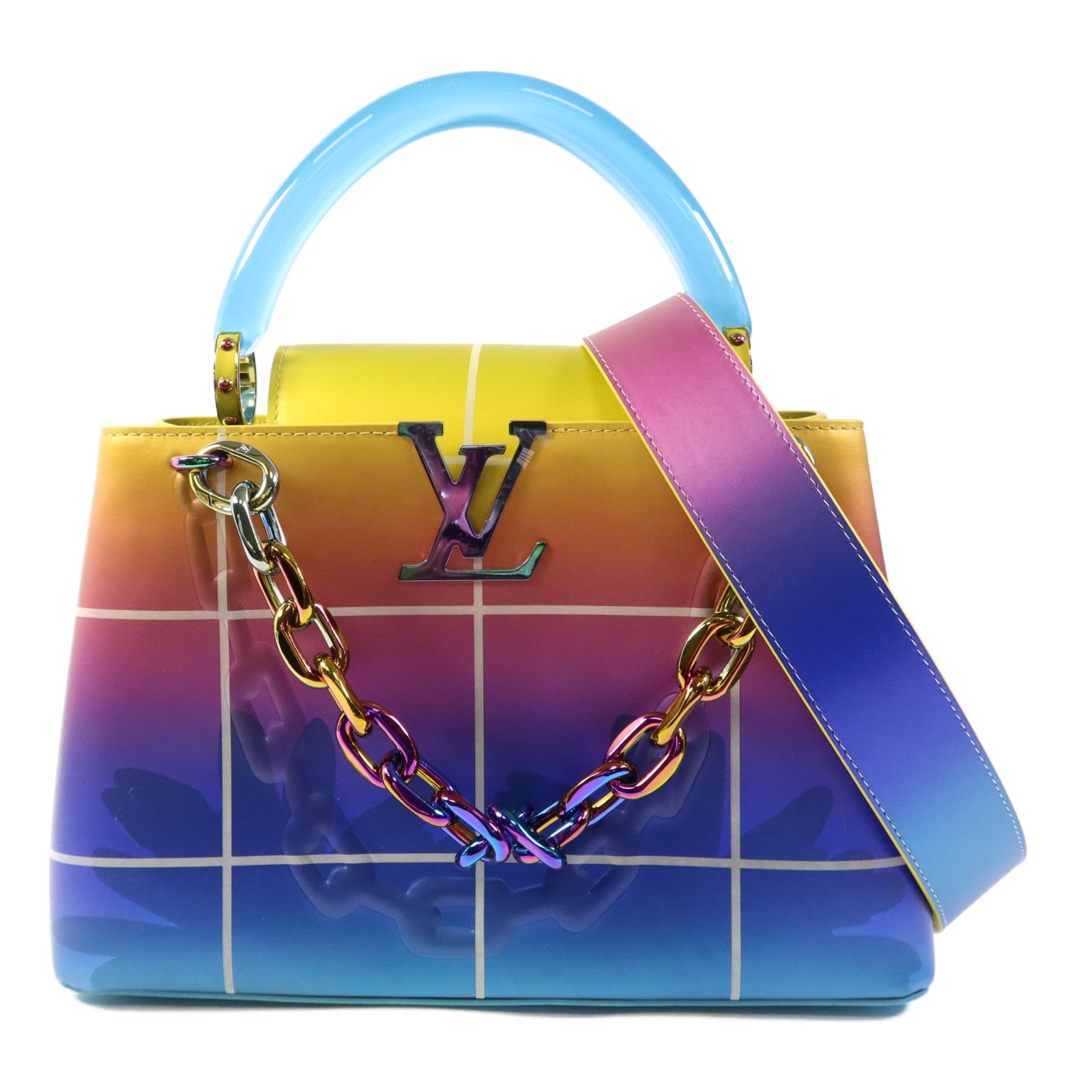 LOUIS VUITTON 牛皮皮革Bolsa Capucines MM手挽肩背兩用袋