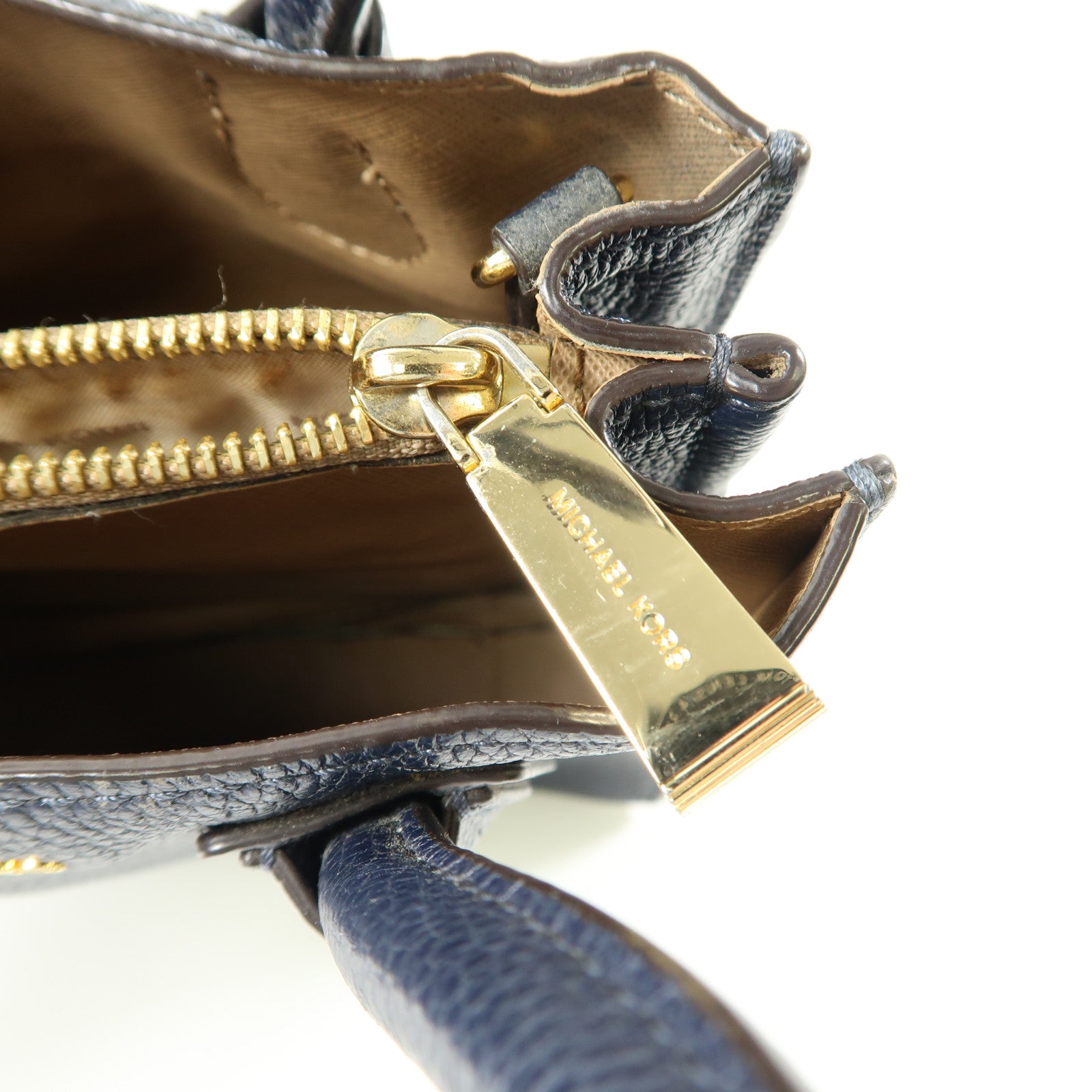 Michael Kors 牛皮皮革2 Way Shoulder Bag金扣手挽肩背兩用袋深藍色