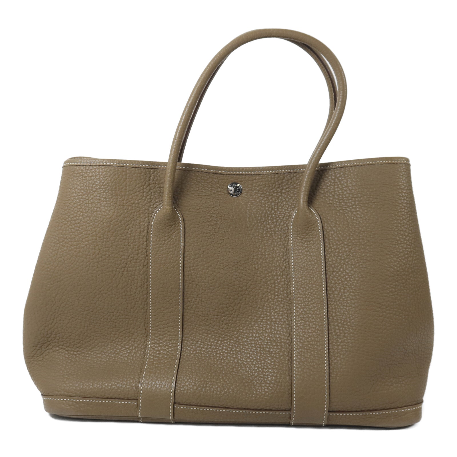 HERMES Clemence皮革Garden Party PM手挽袋Etoupe