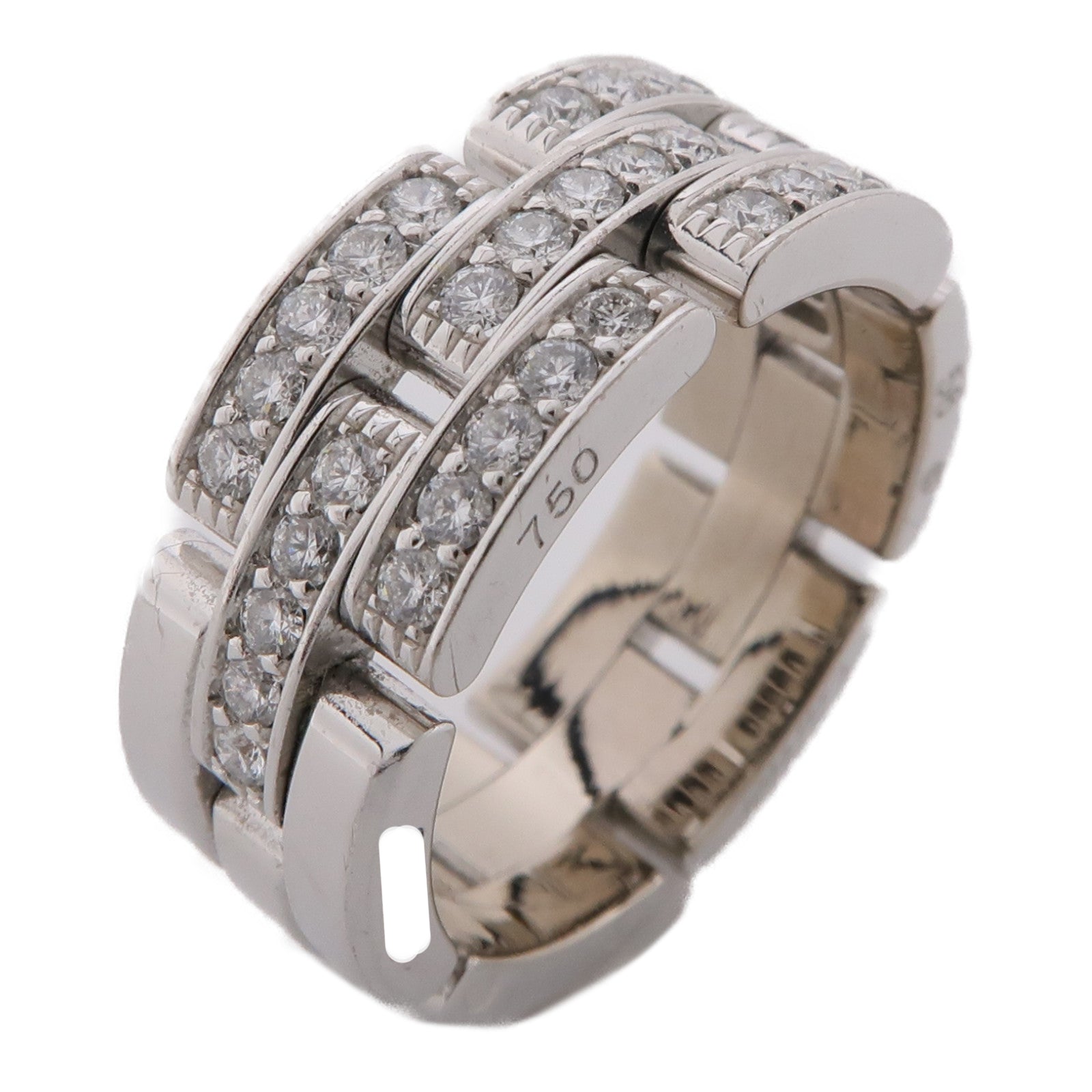 CARTIER 18K白金Maillon Panthere Ring鑽石戒指US#7.25