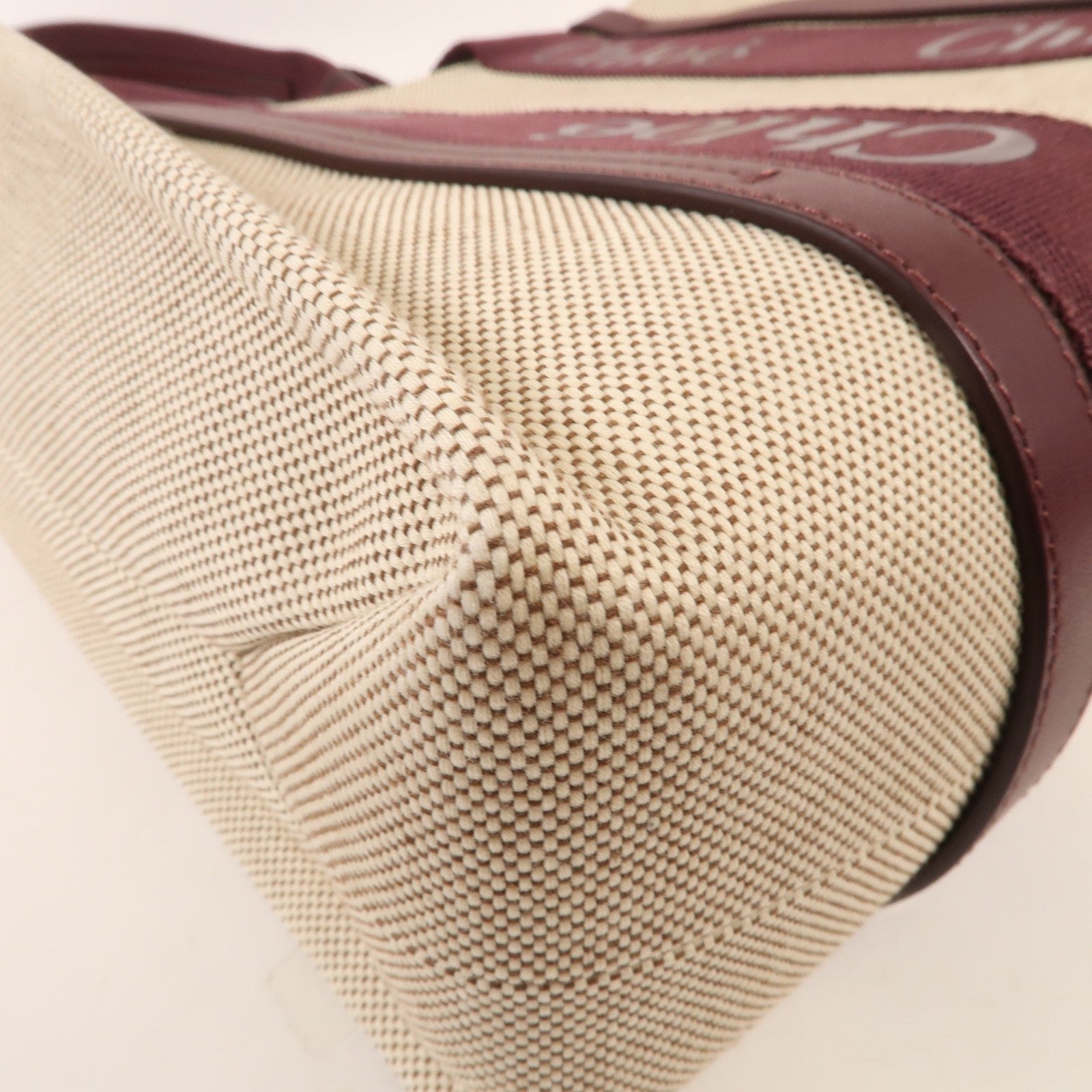 Chloe 麻質/皮革WoodyTote Bag Medium手挽袋