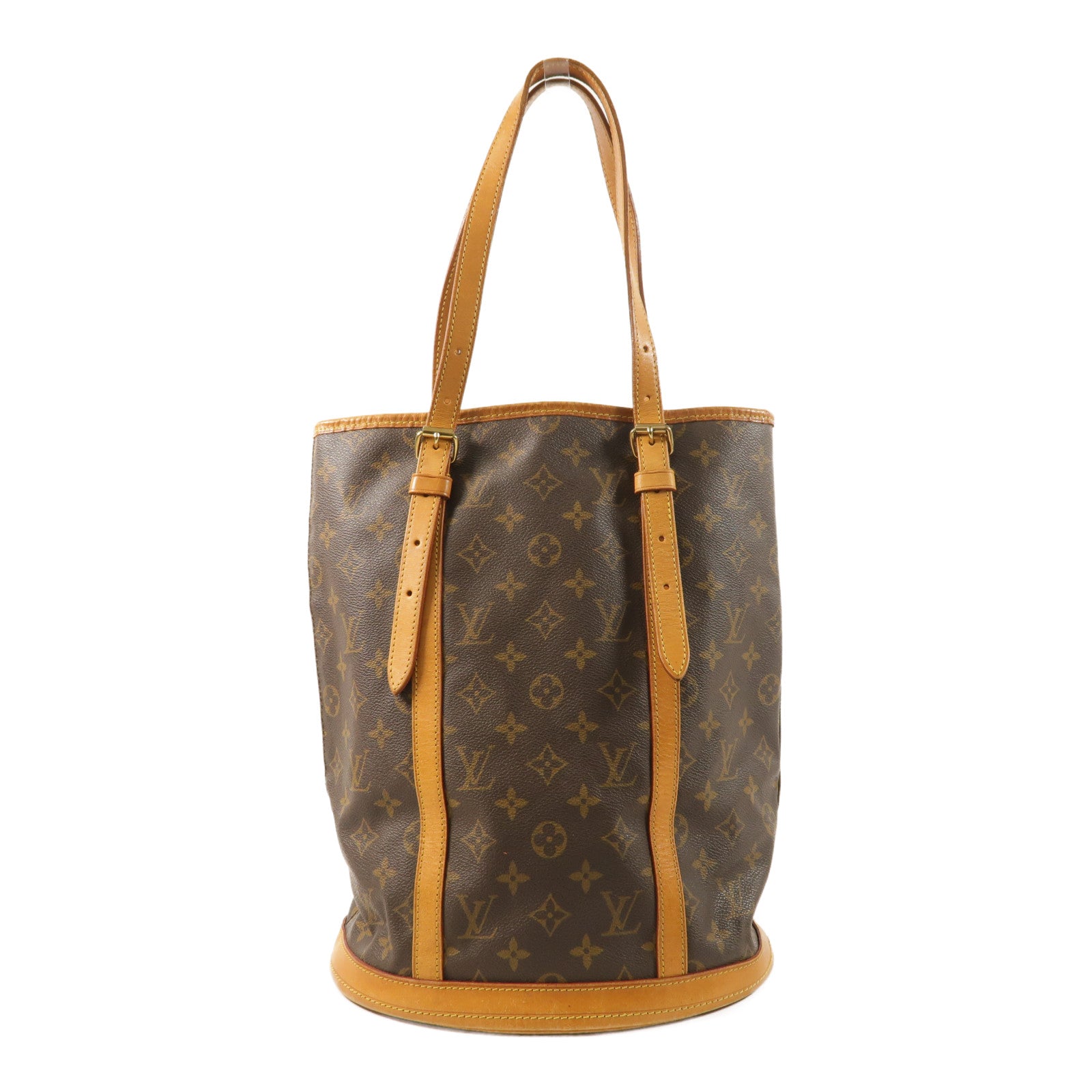 LOUIS VUITTON Monogram Bucket GM金扣手挽袋棕色