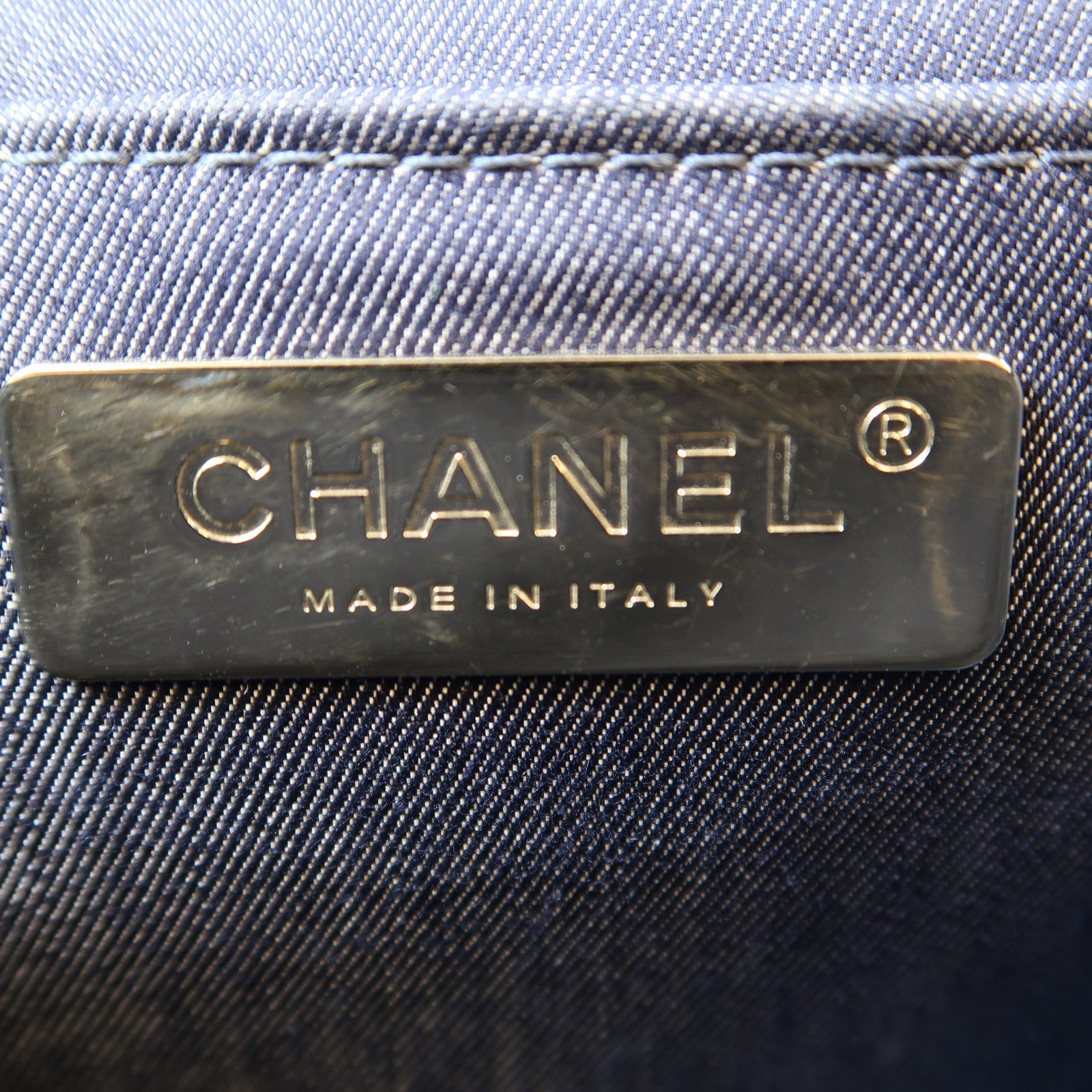 CHANEL 【激減優惠】羊皮皮革Vanity Case銀扣鏈帶手挽肩背兩用袋深藍色