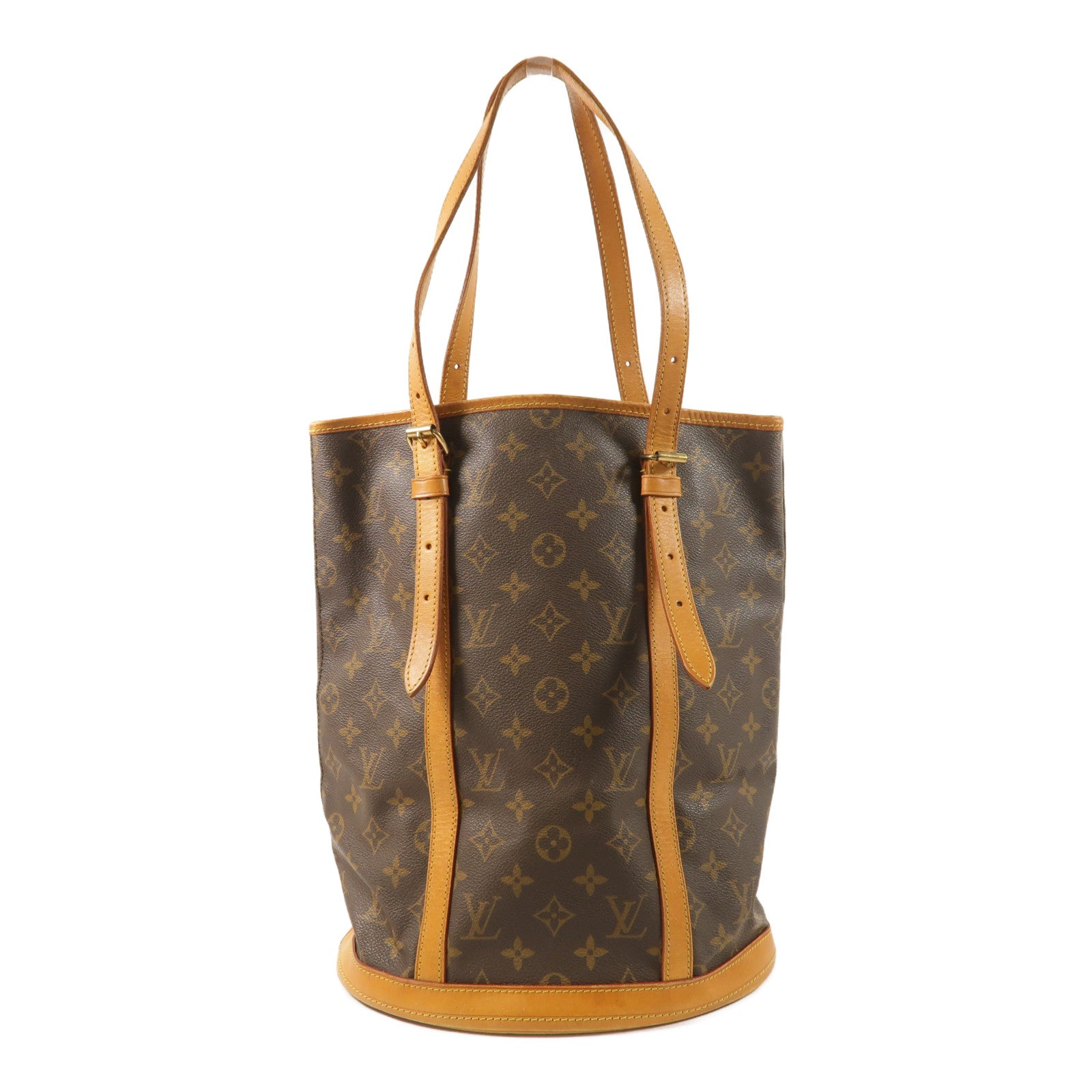 LOUIS VUITTON Monogram Bucket GM金扣手挽袋棕色
