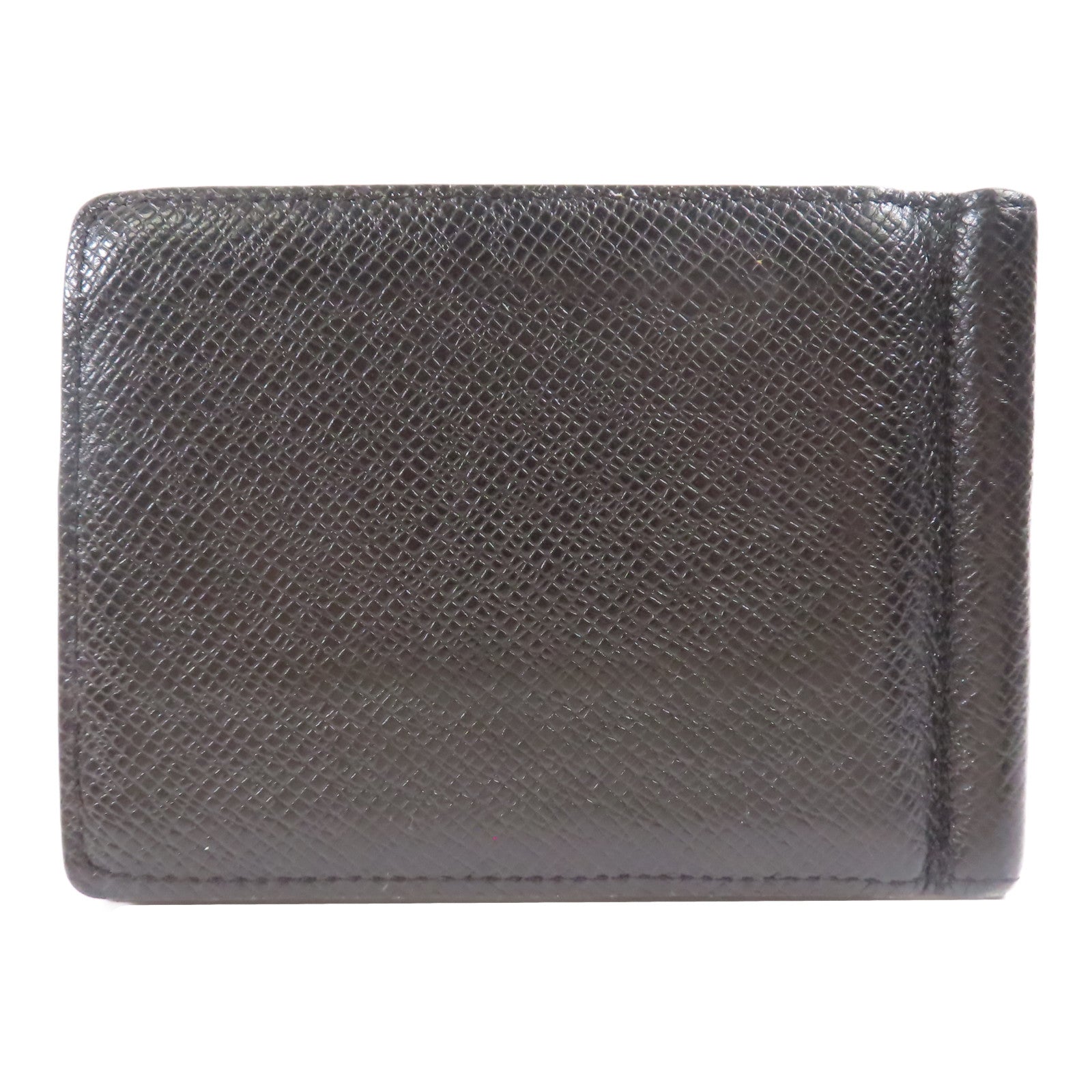 LOUIS VUITTON Taiga皮革Wallet Money Clip銀扣錢夾黑色